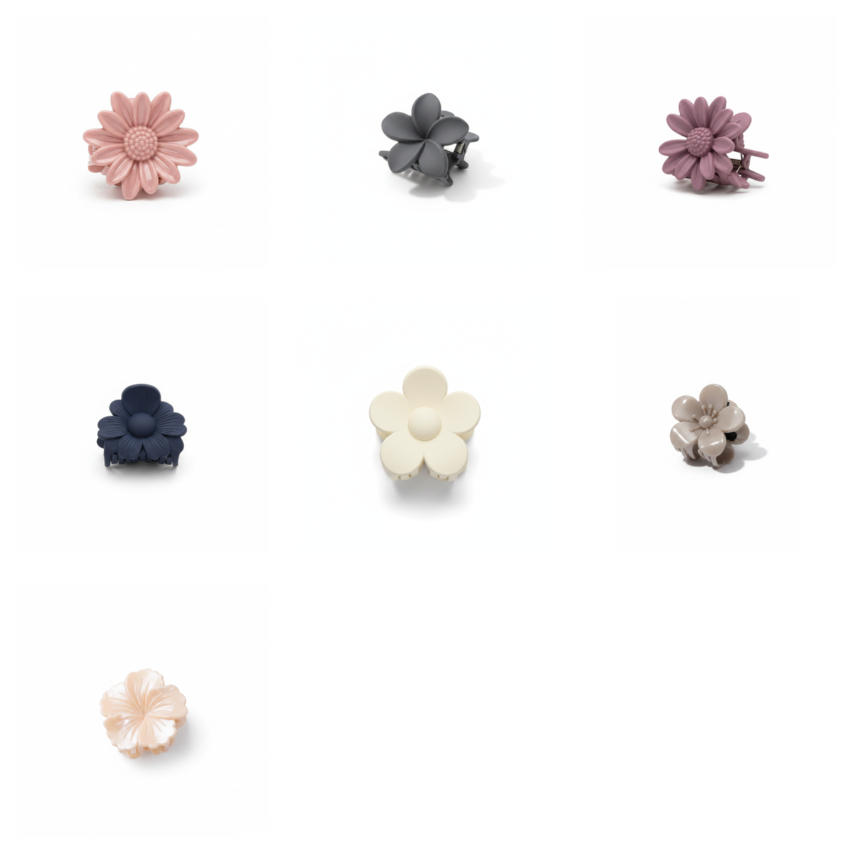 Set of 7 Flower Hair Claw Clips – Daisy & Blossom Mini Claw Clip Combo