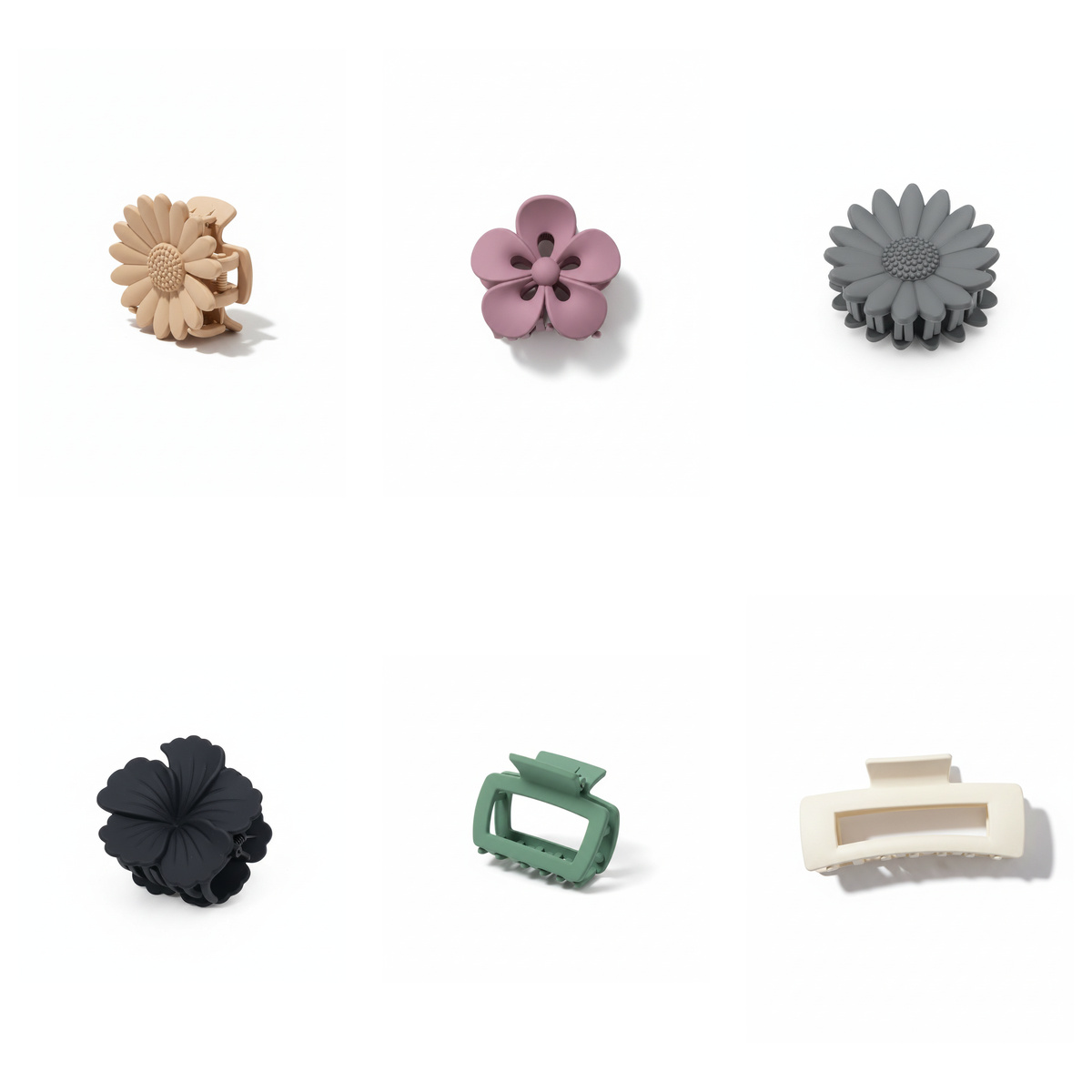 Boho Matte Claw Clip Combo - Pack of 6 Daisy, Floral & Geometric Hair Clips