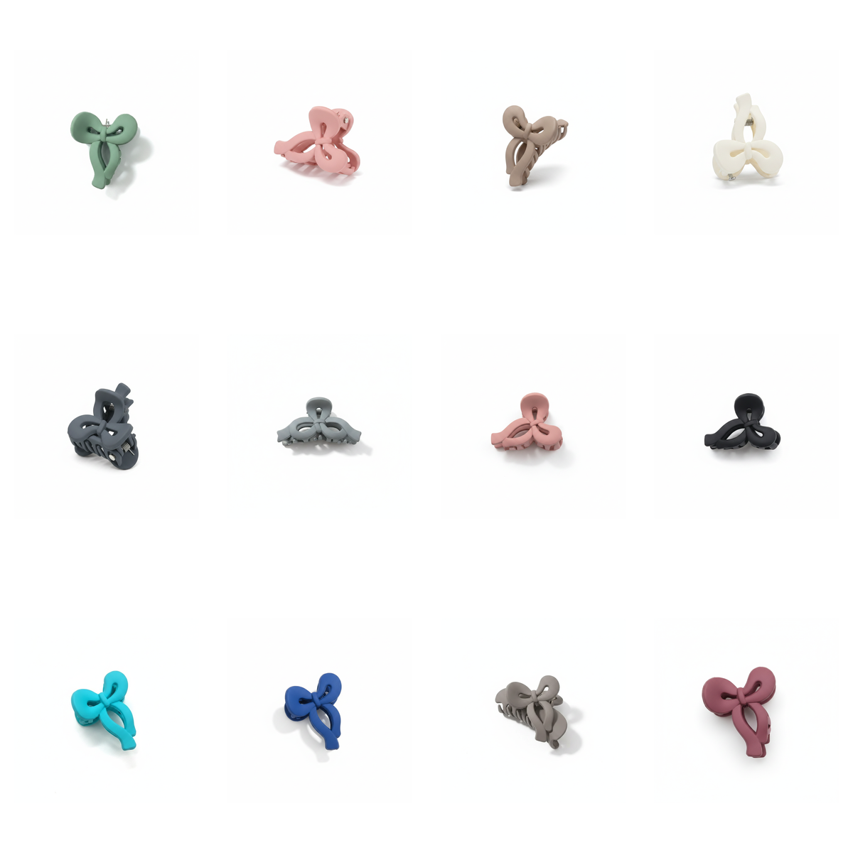 12-Piece Matte Bow Hair Claw Clip Combo Set – Assorted Colours