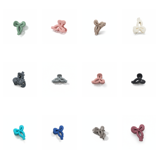 12-Piece Matte Bow Hair Claw Clip Combo Set – Assorted Colours
