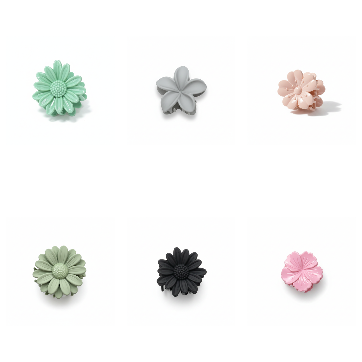 Floral Claw Clip Set of 6 – Daisy, Plumeria & Blossom Hair Clips