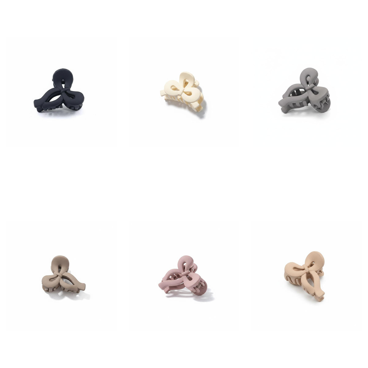 Bow Knot Mini Claw Clips – Set of 12 (Matte Neutral Tones)