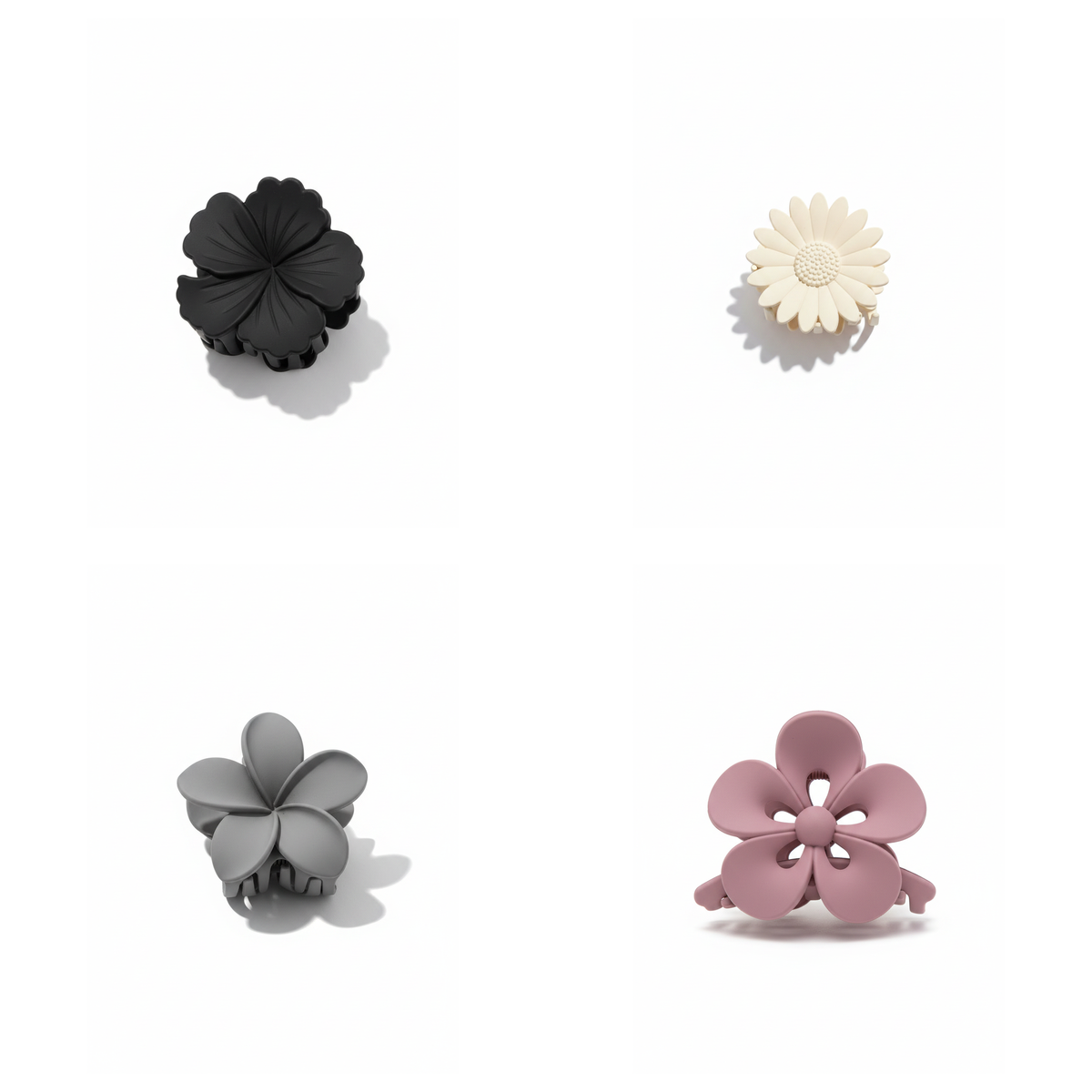 Bloom Trail 4-Piece Matte Flower Hair Claw Clip Set