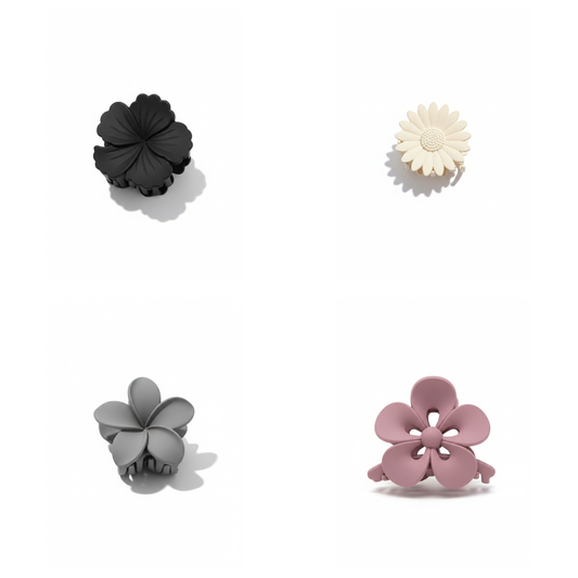 Bloom Trail 4-Piece Matte Flower Hair Claw Clip Set