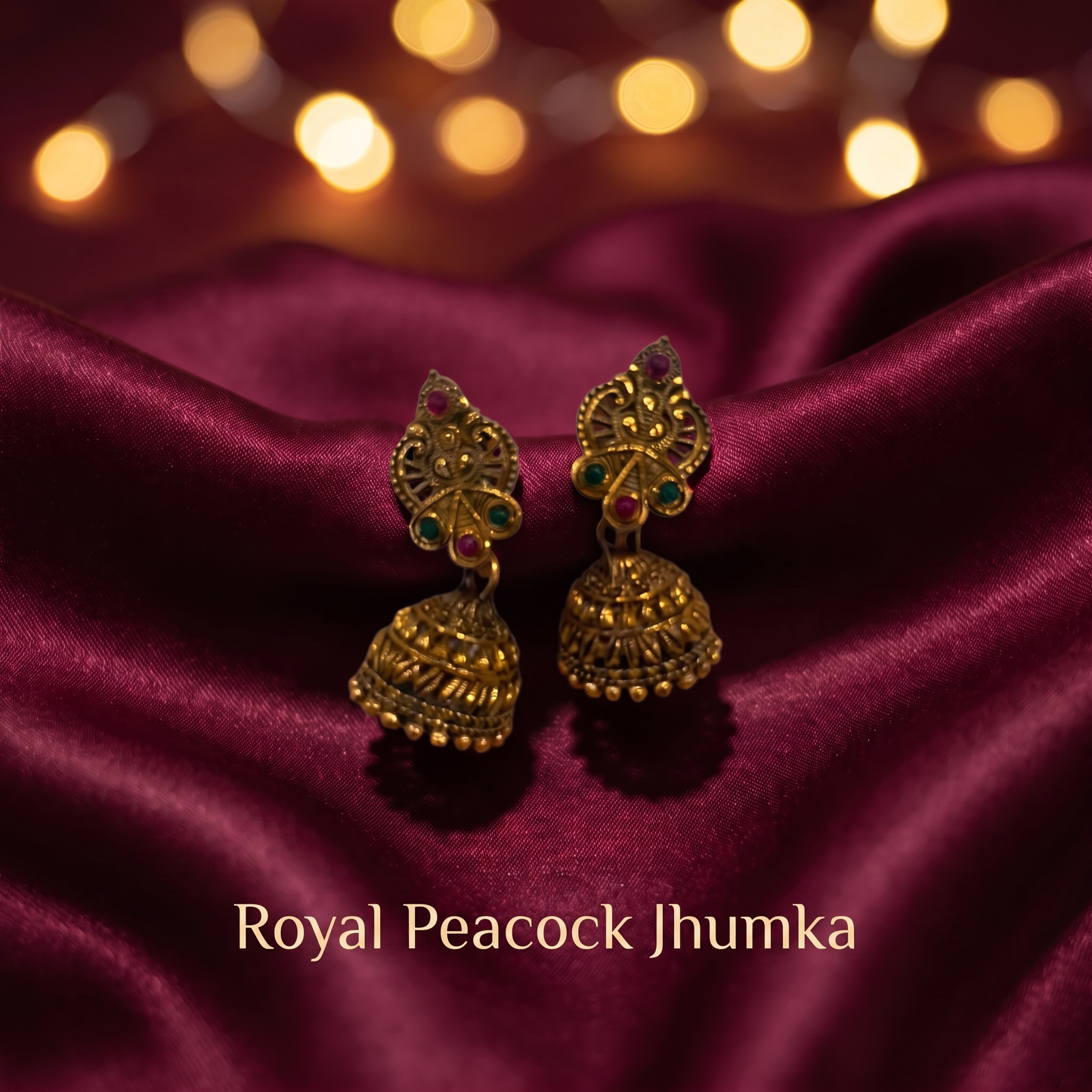 Happy Price Antique Gold Oxidised Jhumka Earrings Combo for Women – Set of 5 Traditional South Indian Style Danglers with Pink & Green Stone Work, Temple Jewellery, Gift for Her