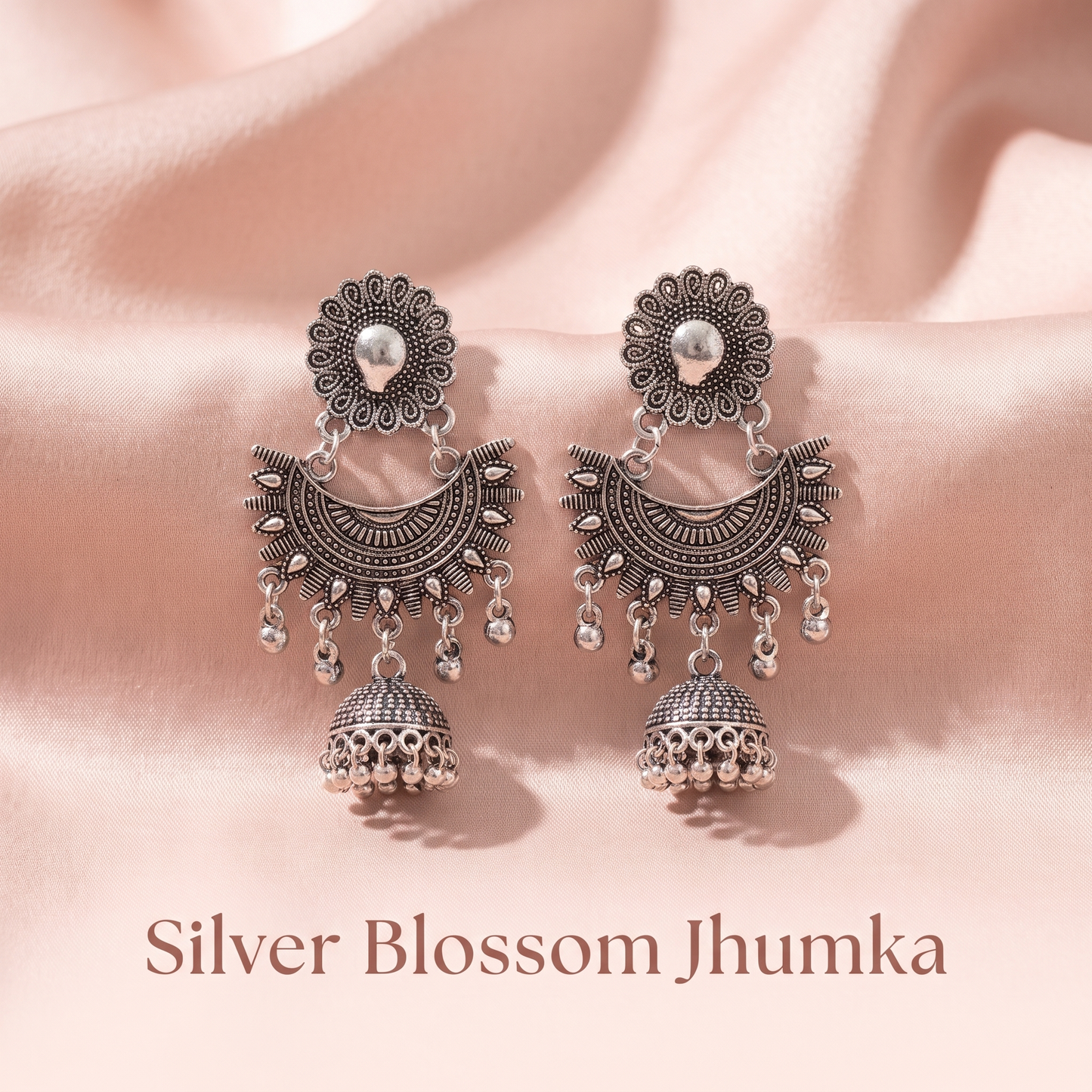 Happy Price Antique Oxidised Silver Jhumka Earrings Combo for Women - Set of 6 Traditional South Indian Style Danglers, Boho Tribal Jewellery, Gift for Her