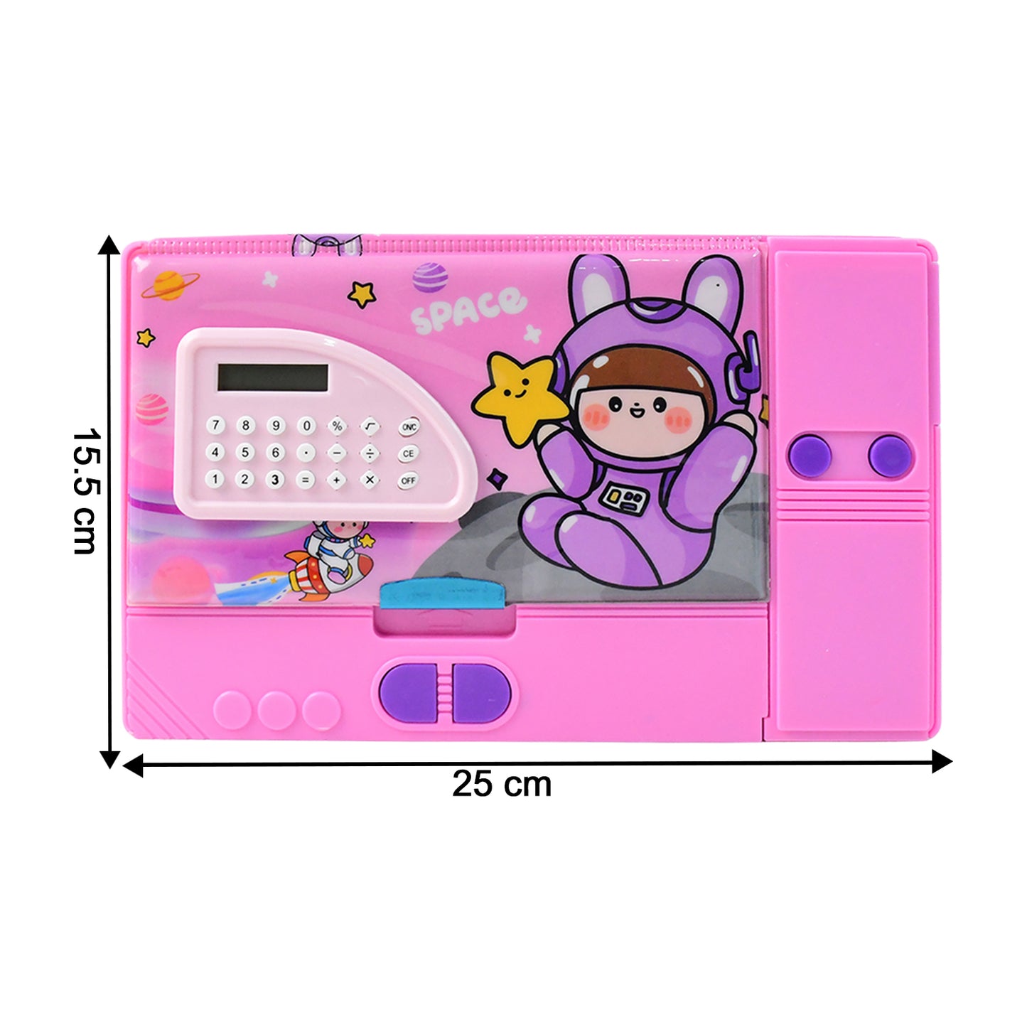 Multi-functional Space Theme Pencil Box With Built-in Calculator (1 Pc) - Happy Price - Image 3
