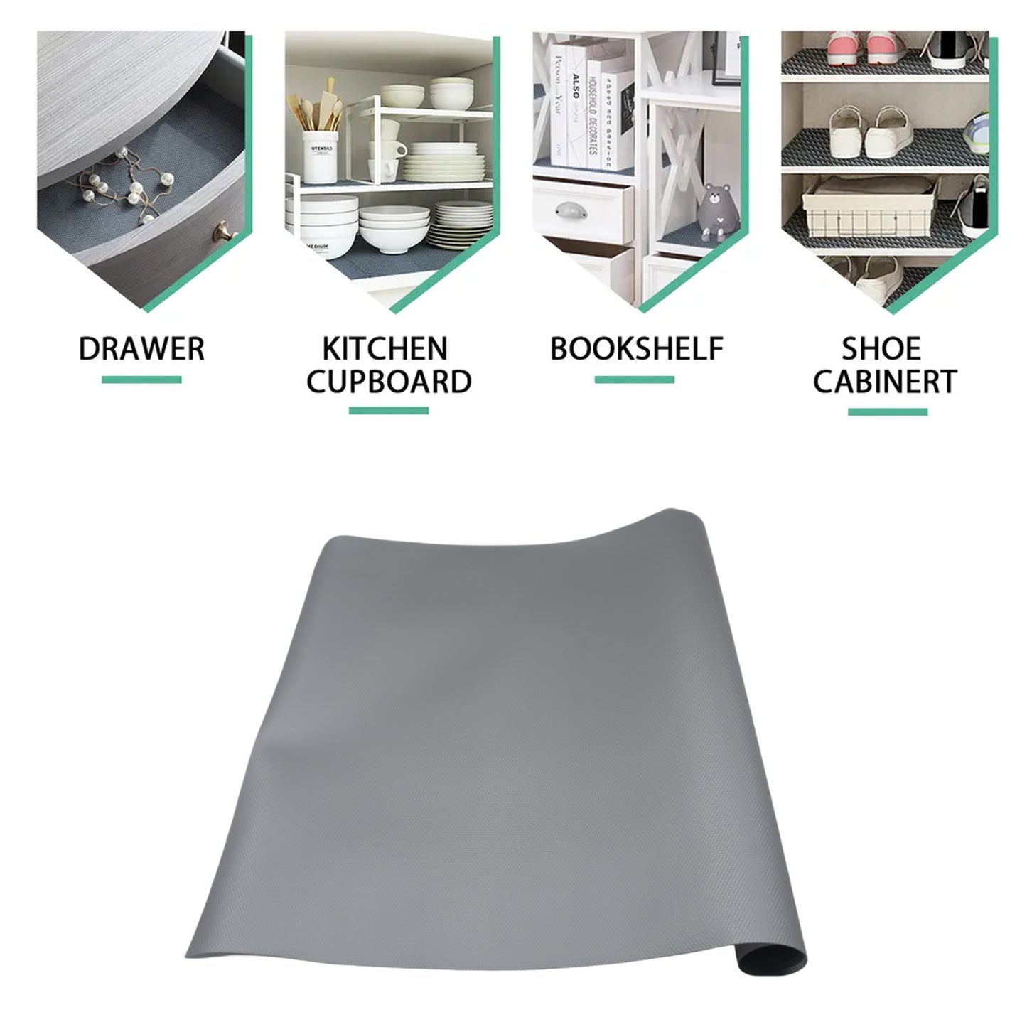 Multipurpose Anti-slip Bathroom Kitchen Cabinet Drawer Shelf Mat Liner Sheets Roll Fridge Mat Table Mat Anti-slip Super Strong Placement Mat For Fridge Bathroom Kitchen Drawer Shelf Liner (45cmx1.25m) - Happy Price - Image 5