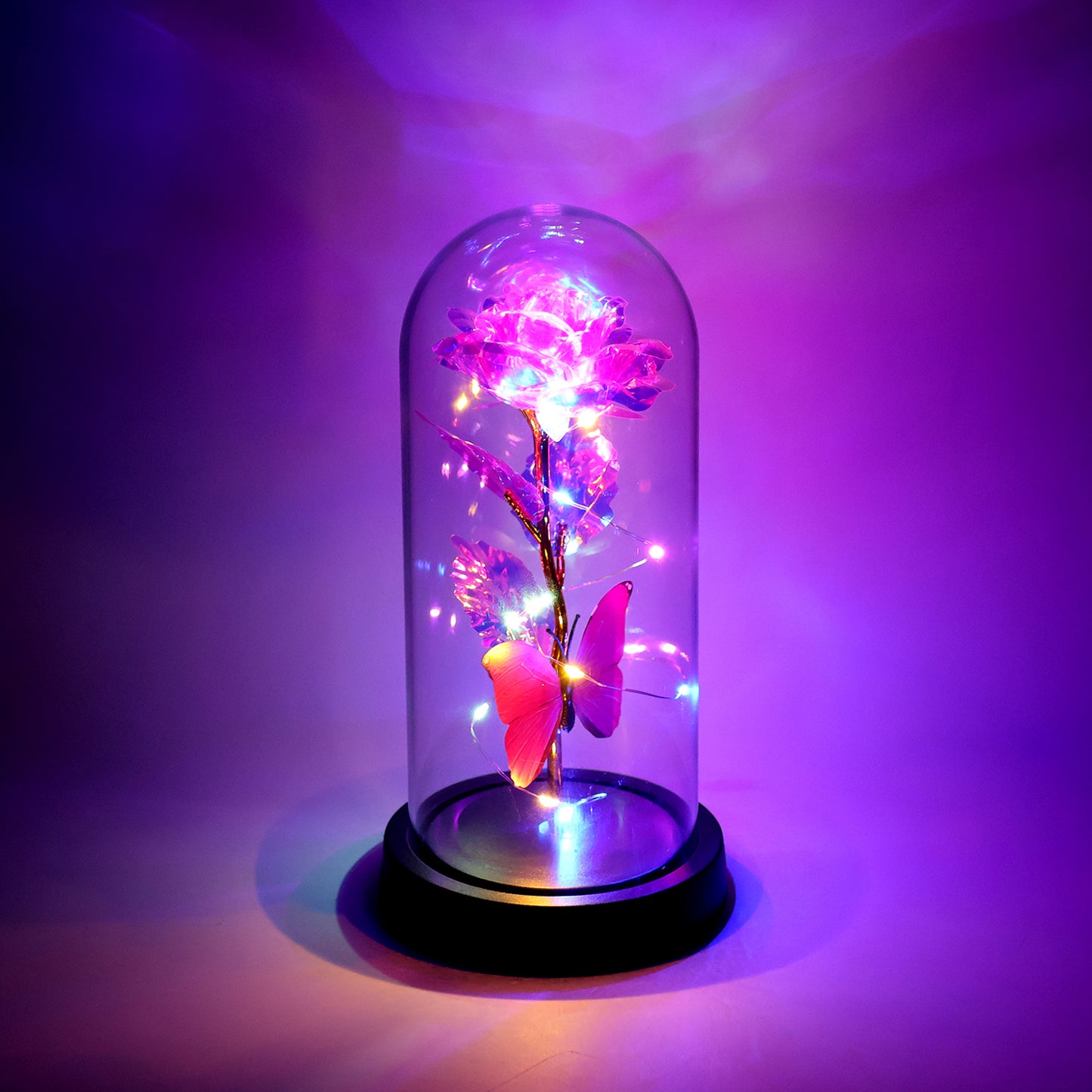 Led Decorative Rose With Butterfly In Transparent Plastic Dome (1 Pc  Battery Not Included) - Happy Price - Image 5