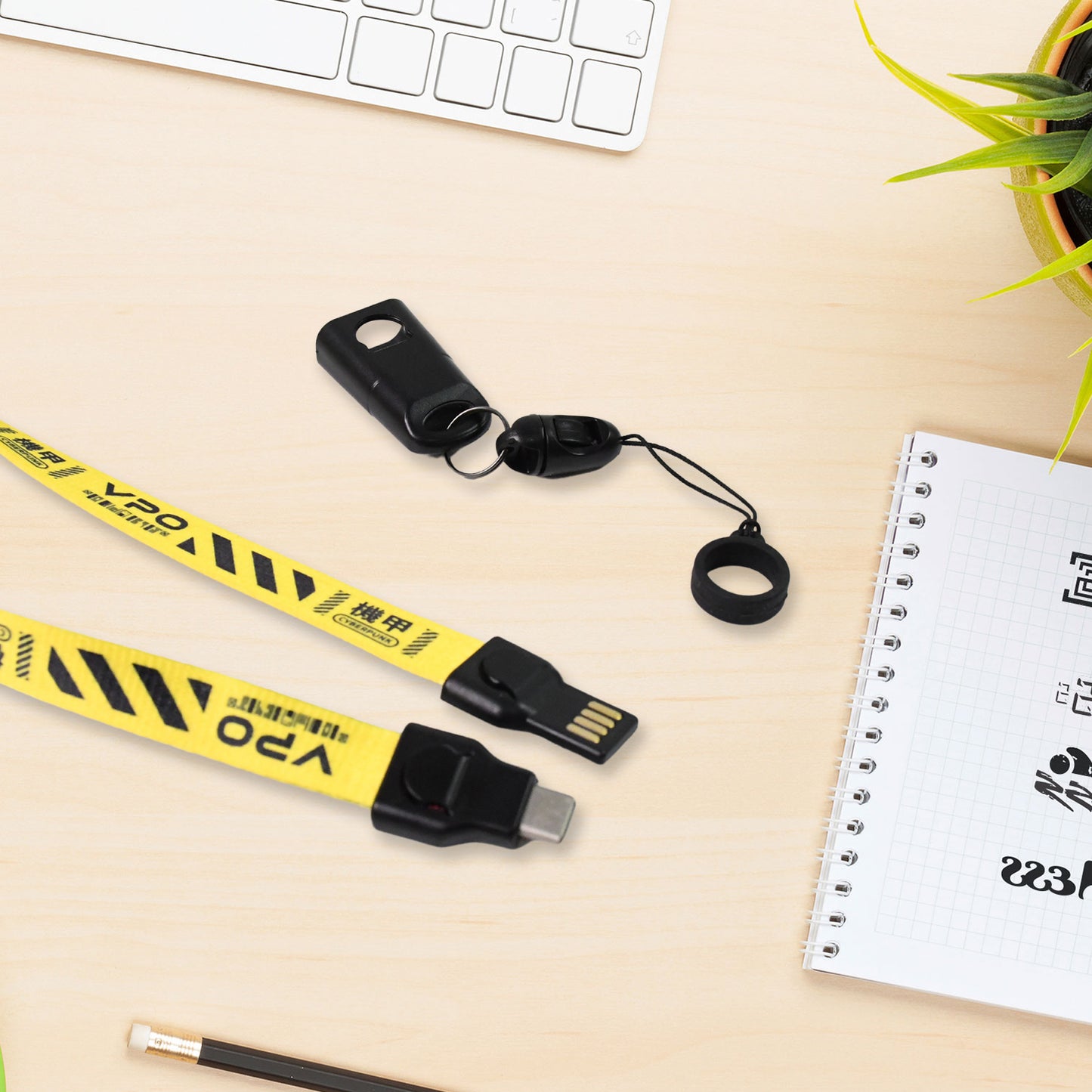 2 In 1 Lanyard Strap Usb Charging Cable (1 Pc) - Happy Price - Image 3
