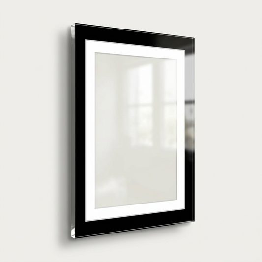 Glossy acrylic photo panel with a printed black dual border