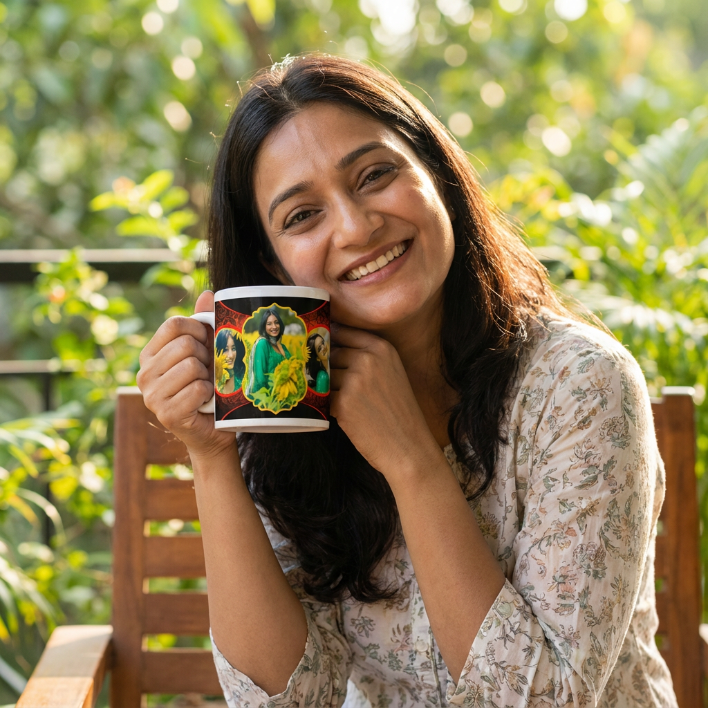 Royal Crimson Ornate – Custom Photo Print Ceramic Mug (11oz)