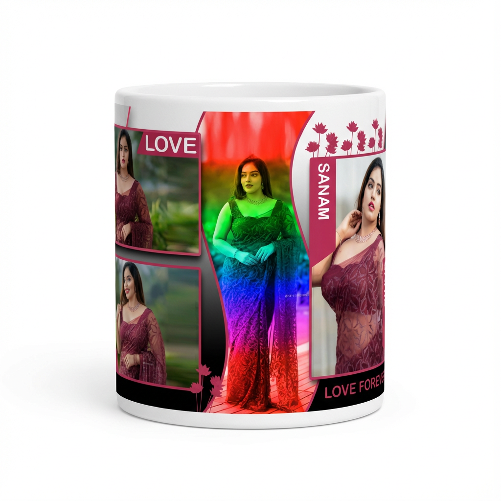 Love Forever Collage – Custom Photo Print Ceramic Mug (11oz) - Personalized Gift with 6 Photos