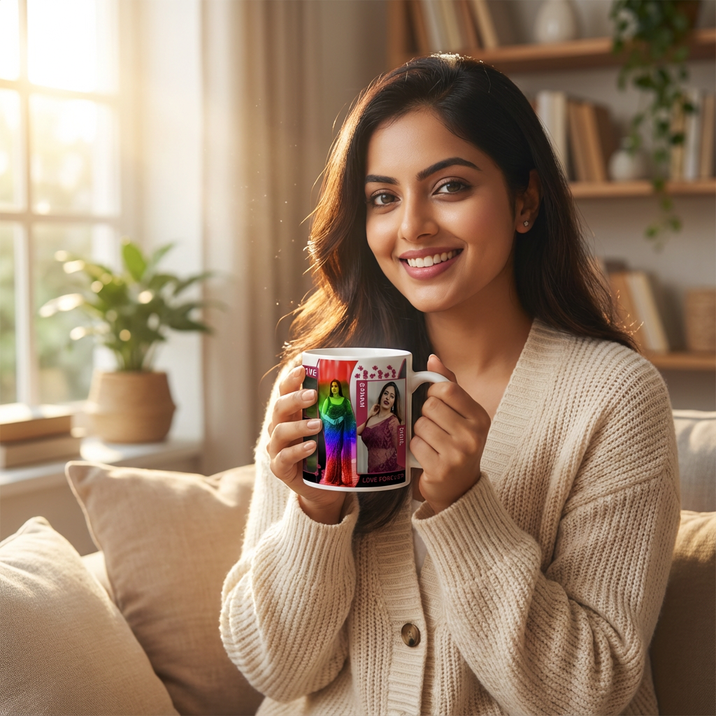 Love Forever Collage – Custom Photo Print Ceramic Mug (11oz) - Personalized Gift with 6 Photos