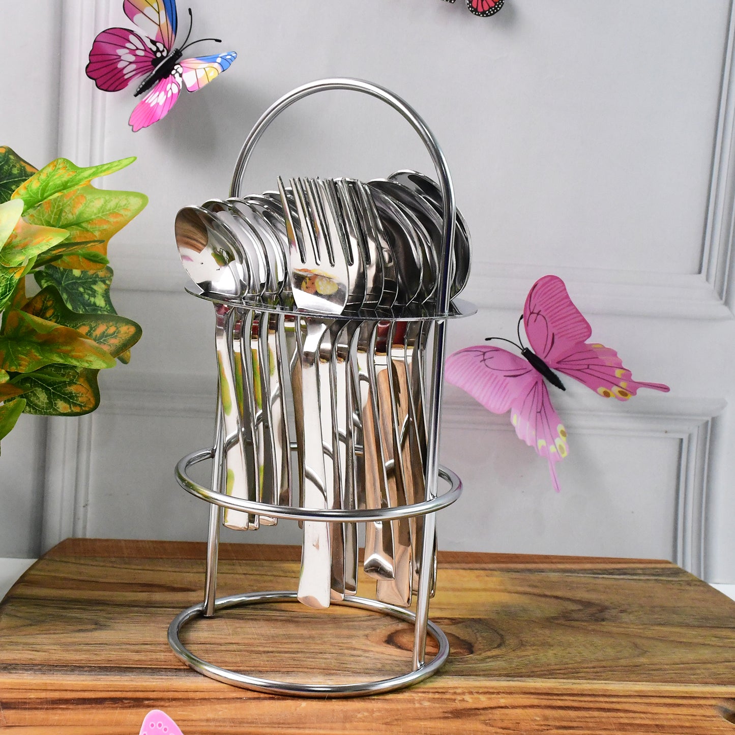16 Piece Stainless Steel Cutlery Set with Stand - Happy Price - Image 7