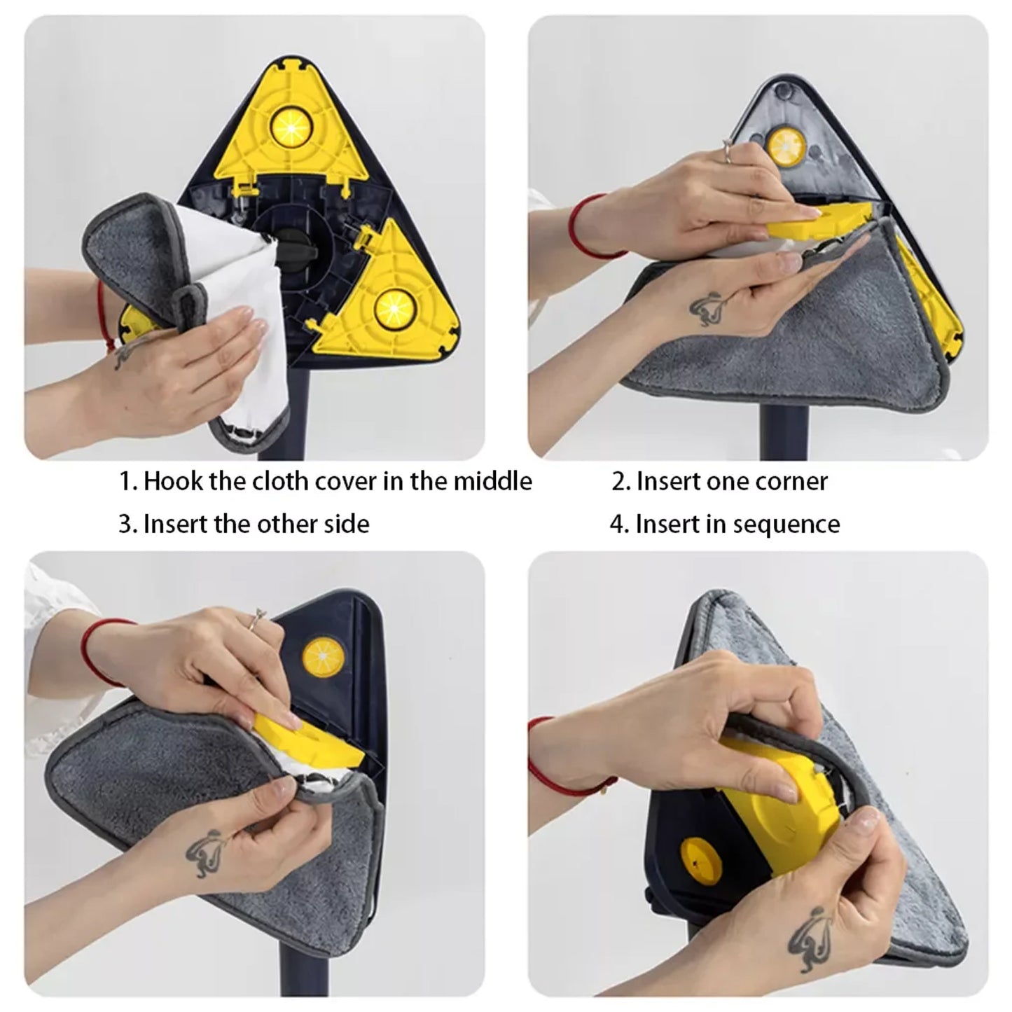 Rotatable Adjustable Triangle Cleaning Mop Triangle Mop With Stainless Steel Long Handle Push-pull Squeezing Cleaning Mop Dry  Wet Mop For Floor Windows (1 Pc) - Happy Price - Image 2