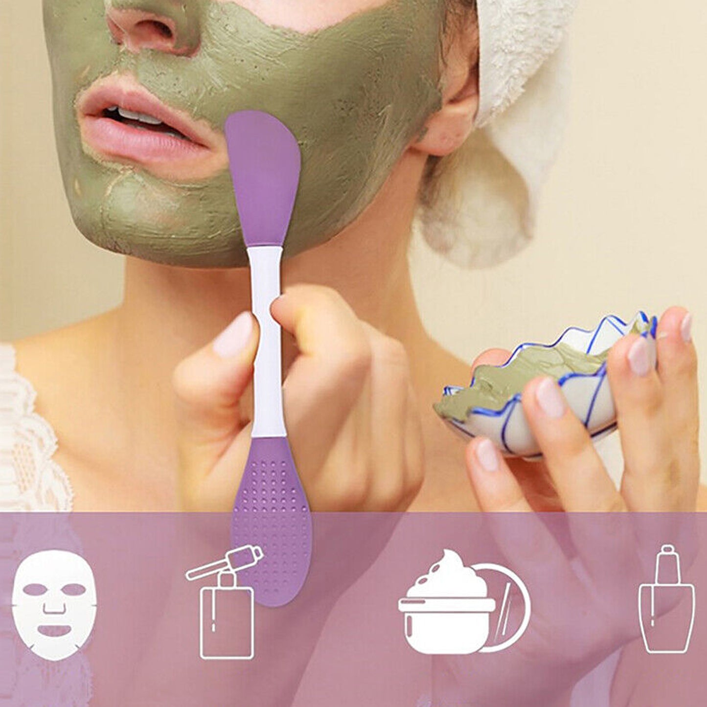 Double-headed Silicone Mask Brush Face Cleansing And Applying Mud Mask Beauty Salon Special Brush Smear Tool Facial Scrub Silicone Wash Scrubber Face Tools (1 Pc) - Happy Price - Image 2