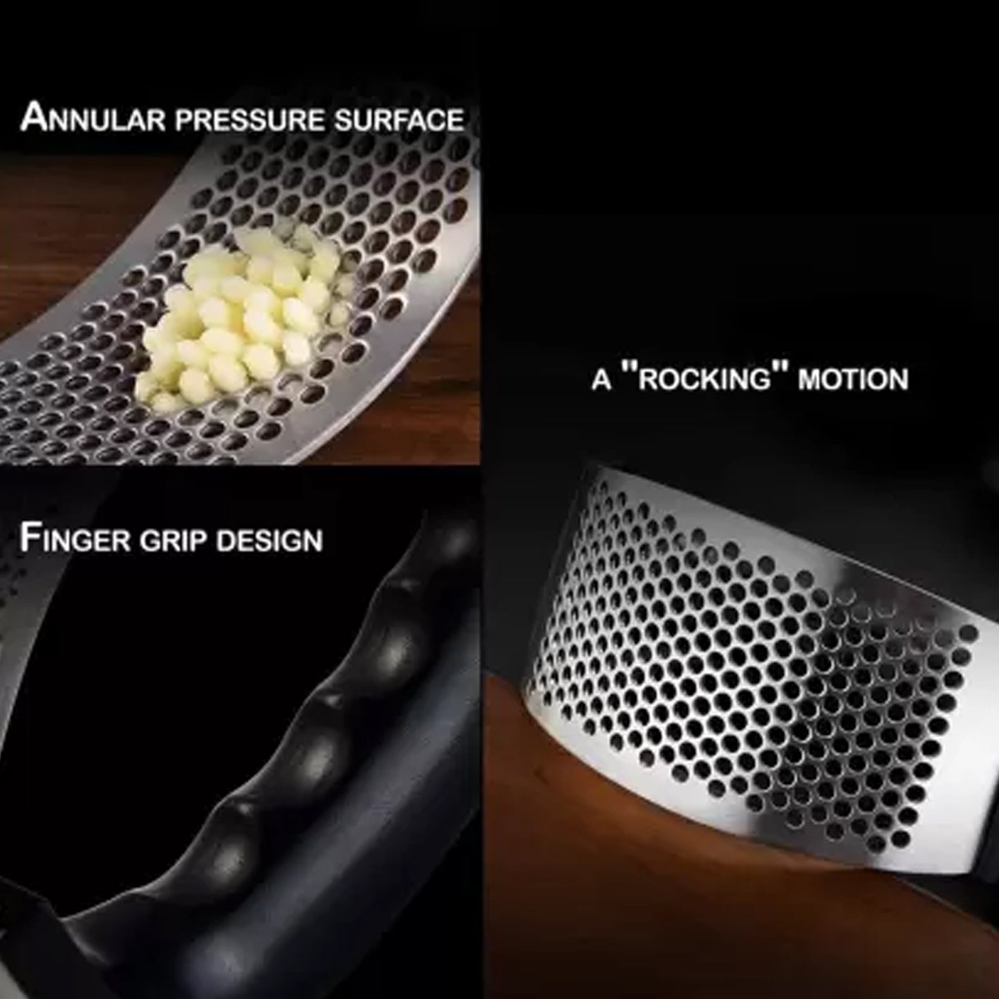 Stainless Steel Garlic Press & Ginger Mincer - Easy Grip Kitchen Tool