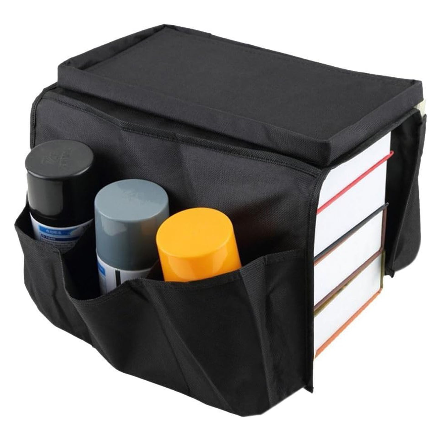 Sofa Arm Rest Hanging Storage Bag Storage Bag For Sofa Ideal For Sorting Magazines Ipad Books (Black) - Happy Price - Image 5