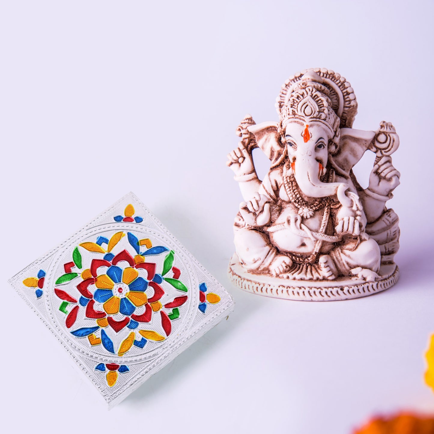 Handicraft Meenakari Wooden Chowki Puja Bajot For Home  Office Decor For Puja Multicolour (1 Pc Set) - Happy Price - Image 5