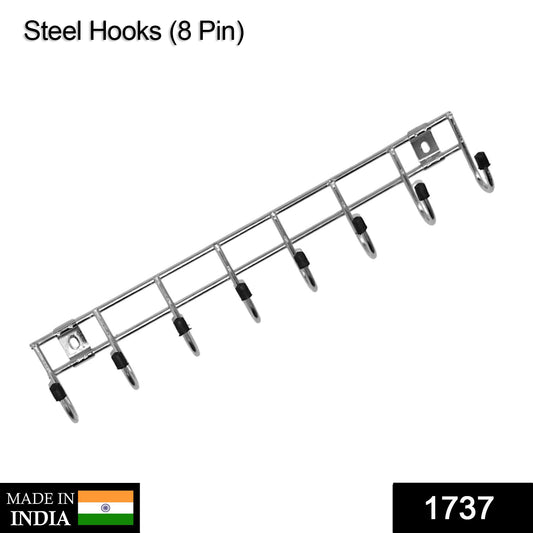 Multipurpose Stainless Steel Hanger Strip Hooks (8 Pin) - Happy Price - Image 1