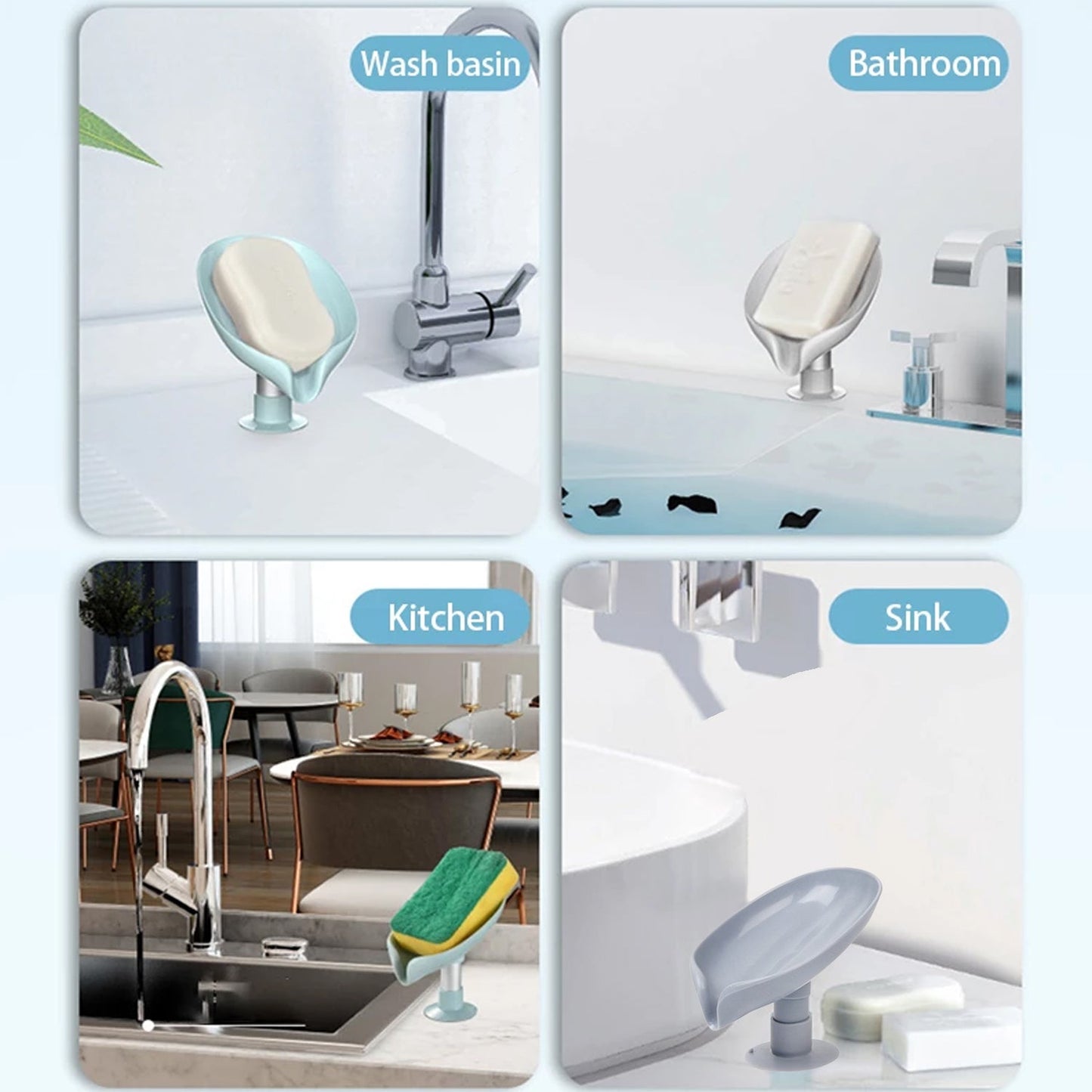 Self Draining Soap Holder For Bathroom Leaf Shape Soap Dish Kitchen Soap Tray - Happy Price - Image 3