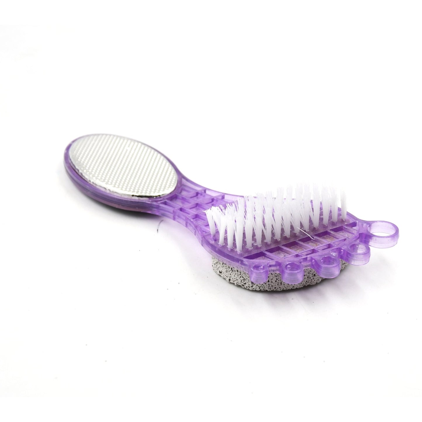 4 In 1 Pedicure Tool For Rough  Dry Feet Dual-sided With Pumice Stone Soft Brush Steel Scrubber  Emery File Softens Hard Foot Corns  Calluses Cleanses  Smoothens Dull Feet - Happy Price - Image 3