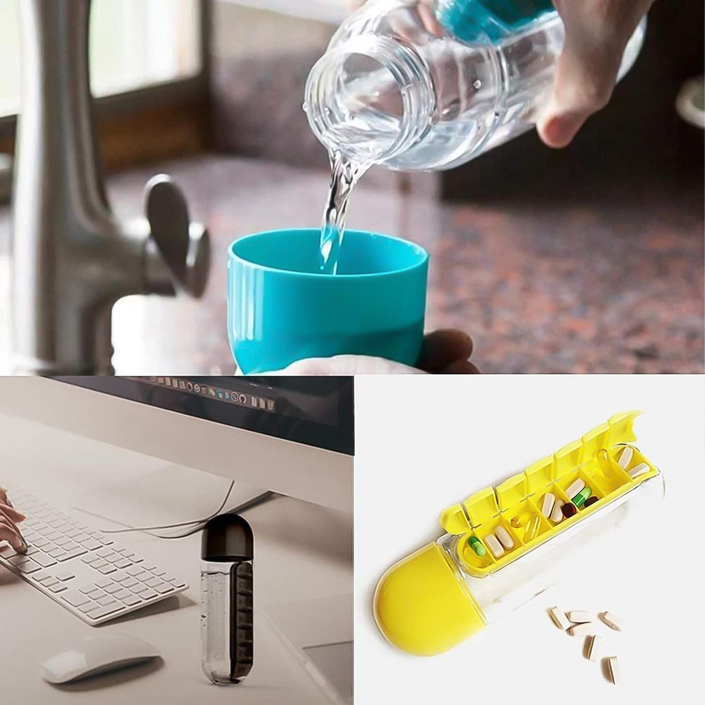 Pill  Vitamin Bottle Water Bottle Multi Functional Use For Traveling  Outdoor Use Water Bottle Travelling Kit Summer Special Bottle (600 Ml   Mix Color ) - Happy Price - Image 6