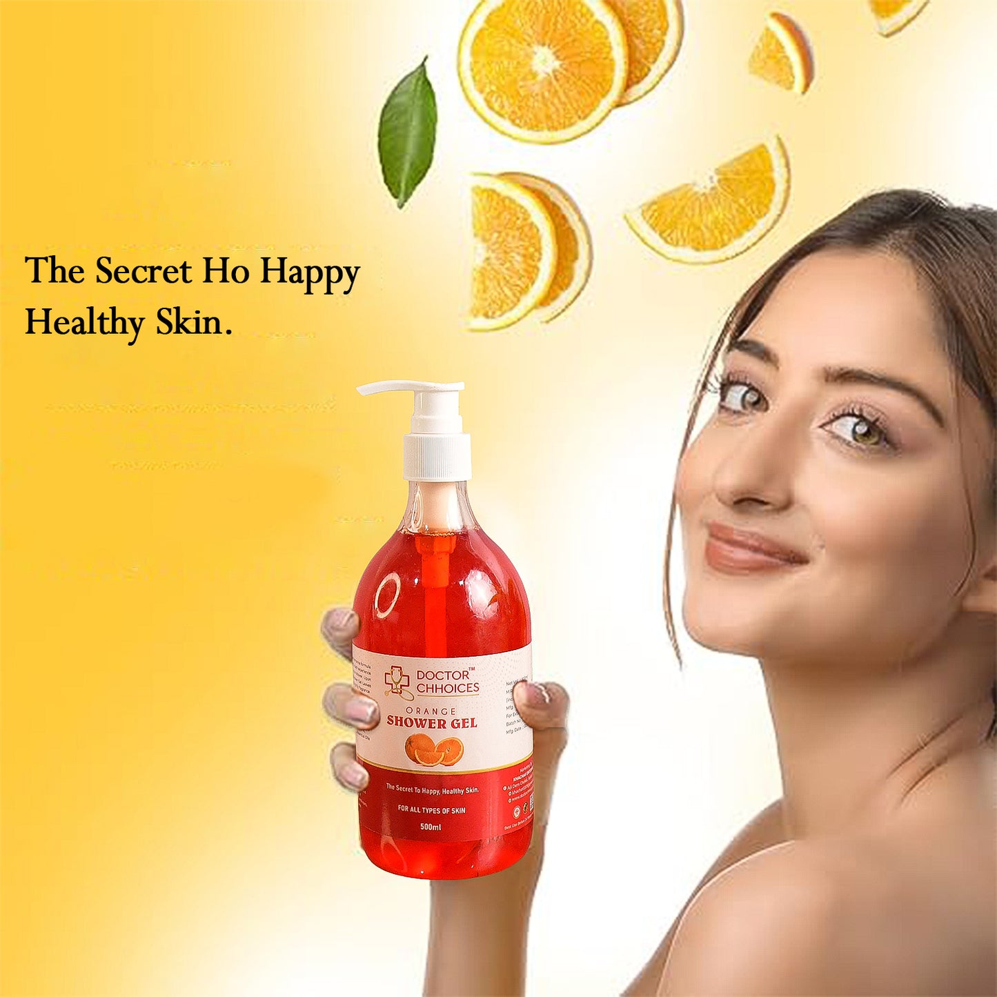 HappySkin Orange Shower Gel 500ml - Refreshing Body Wash for All Skin Types (1 Pc)