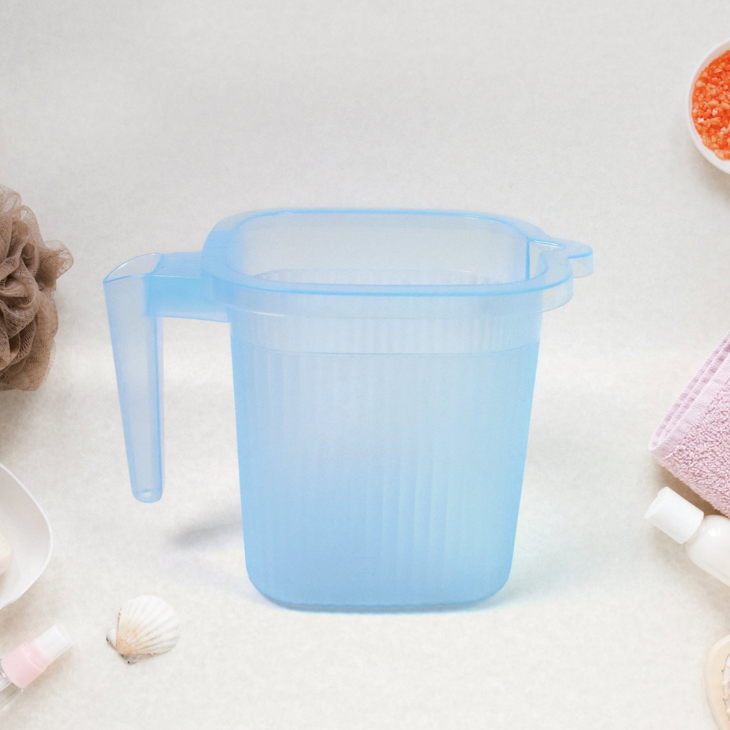 Plastic Square Transparent  Bath Water Mug (1 Pc  1000 Ml  Mix Color) - Happy Price - Image 2