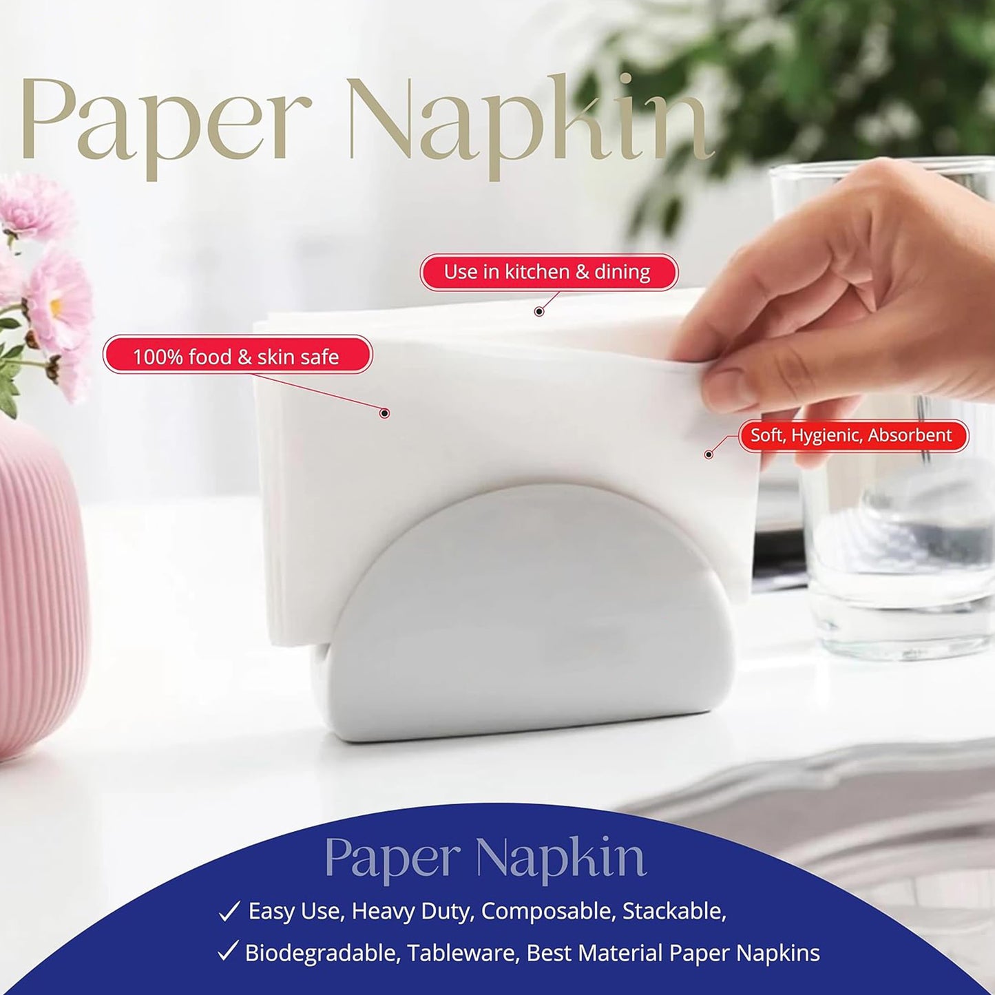 Soft Absorbent Paper Napkins - 75 Piece Pack
