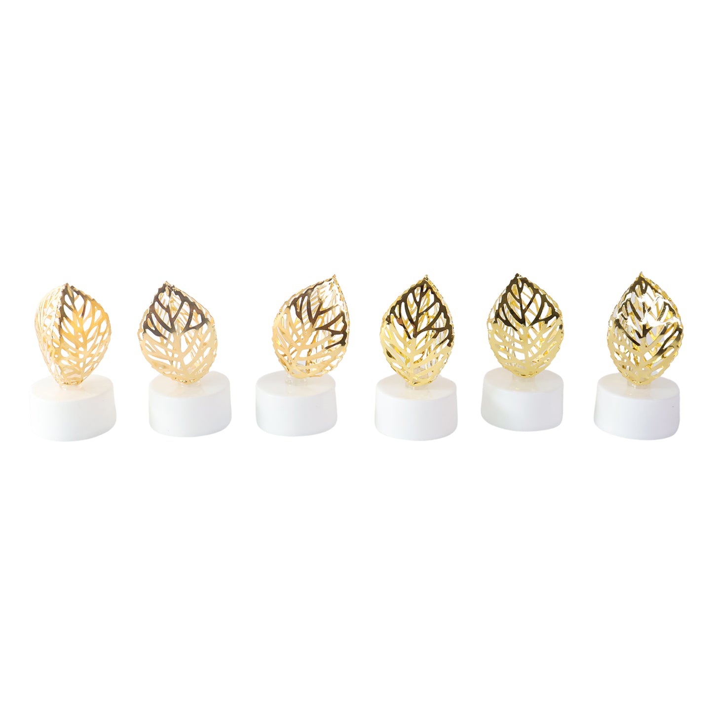Decorative Golden Leaf Flameless LED Candles - Set of 12 - Happy Price - Image 2