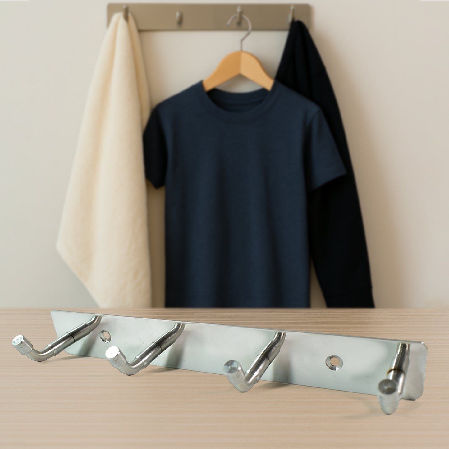Stainless Steel Wall Mounted Coat 4 Hook Rack (20x3  1 Pc) - Happy Price - Image 7