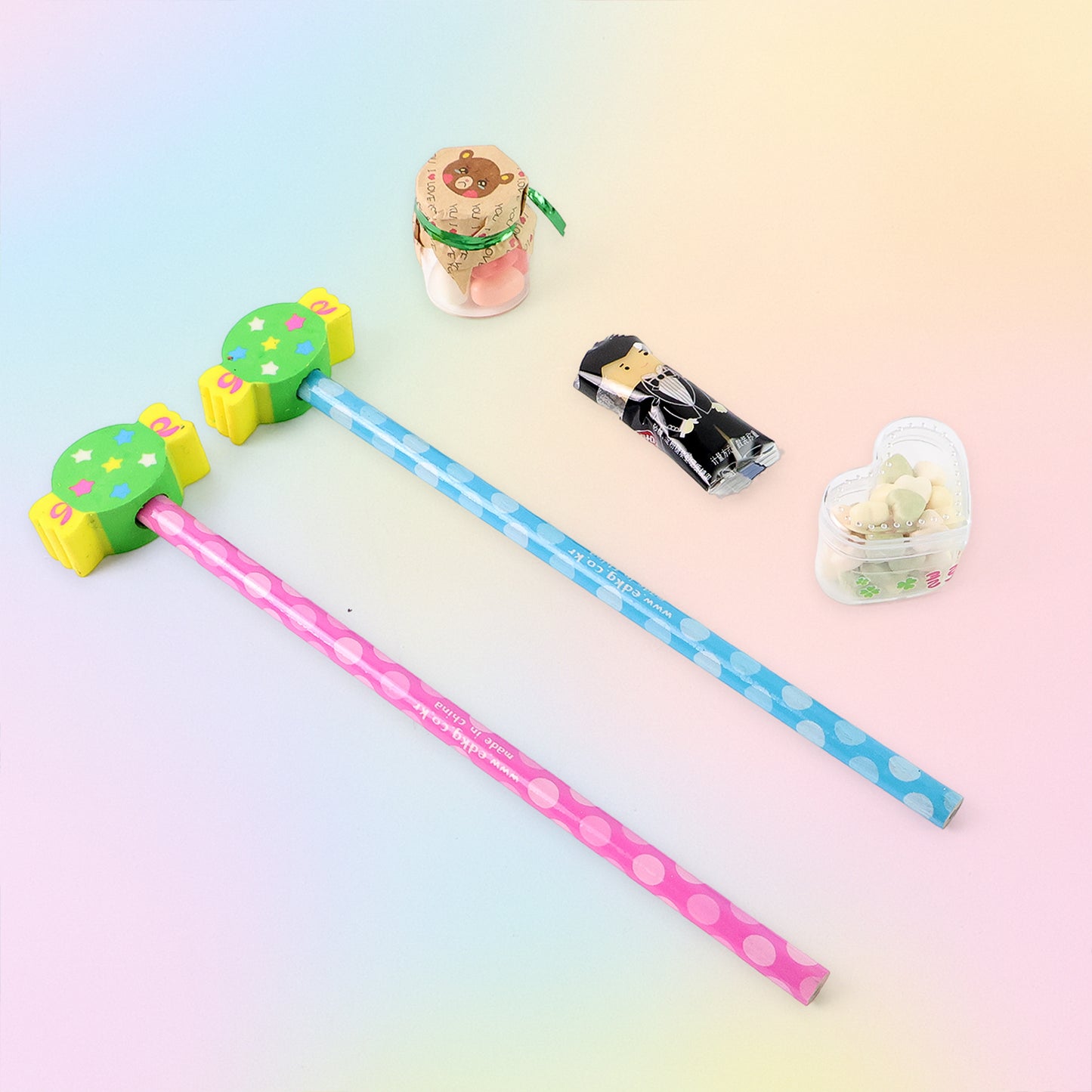 Fun Candy Design Pencil Set With Accessories (1 Set  Mix Design) - Happy Price - Image 7