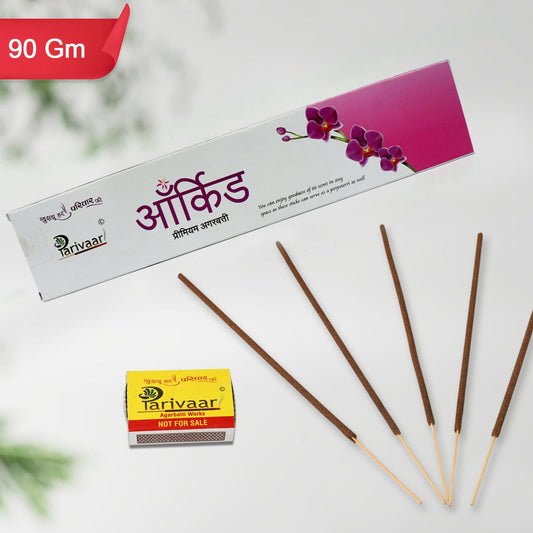 Orchid Flavour Incense Sticks  Agarbatti (90 Gm With Machis  1 Packet) - Happy Price - Image 1
