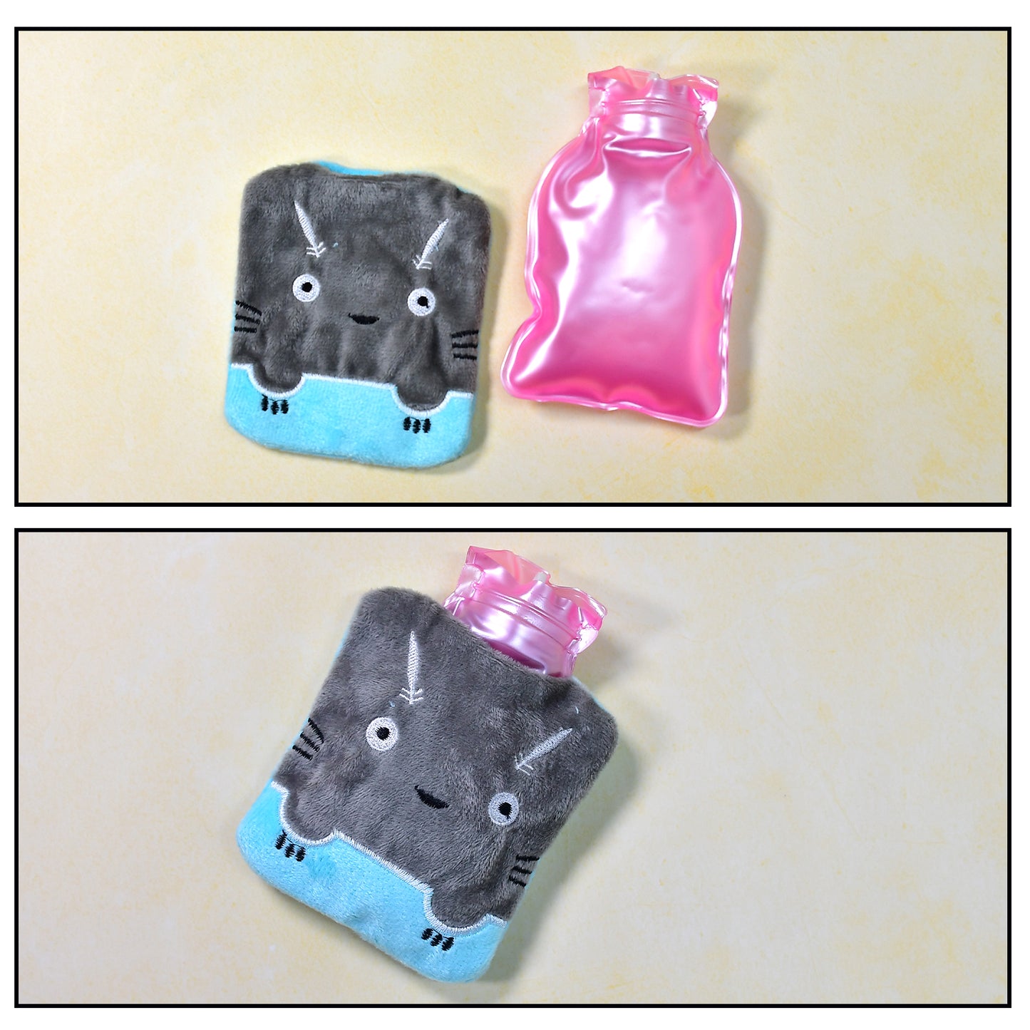 Grey Cat Print Small Hot Water Bag With Cover For Pain Relief Neck Shoulder Pain And Hand Feet Warmer Menstrual Cramps. - Happy Price - Image 7