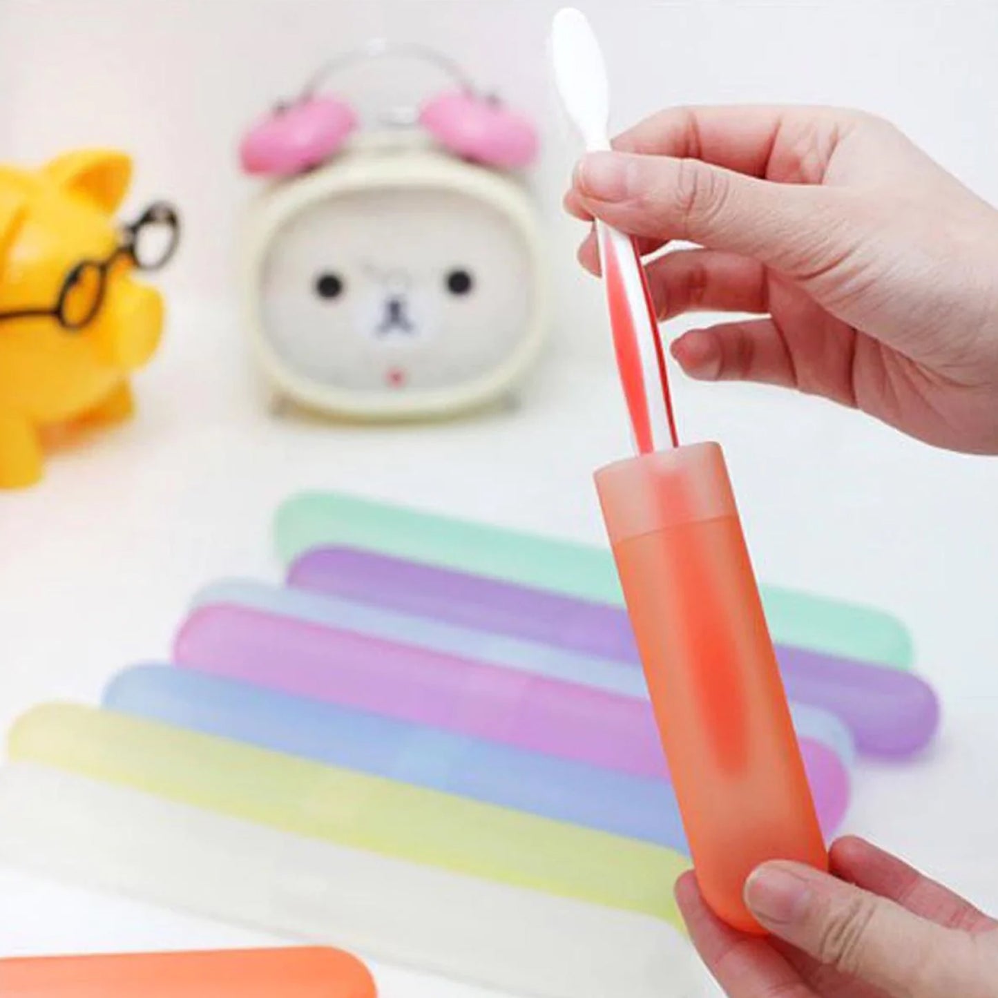 6pc Plastic Toothbrush Cover Anti Bacterial Toothbrush Container- Tooth Brush Travel Covers Case Holder Cases - Happy Price - Image 6