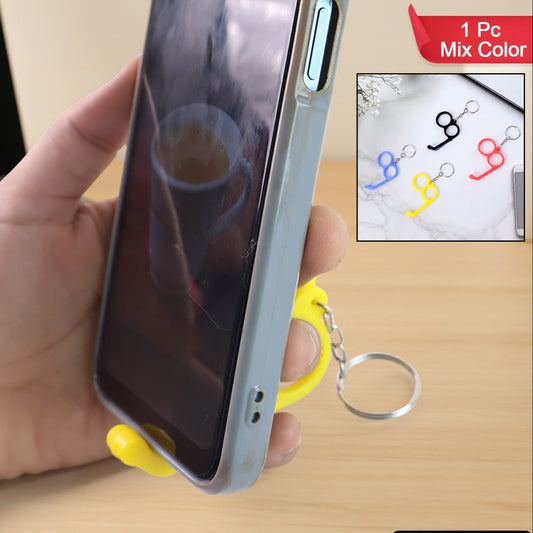 2-in-1 Plastic Dual-finger Mobile Stand Cum Keyring  (1 Pc Mixed Color) - Happy Price - Image 1