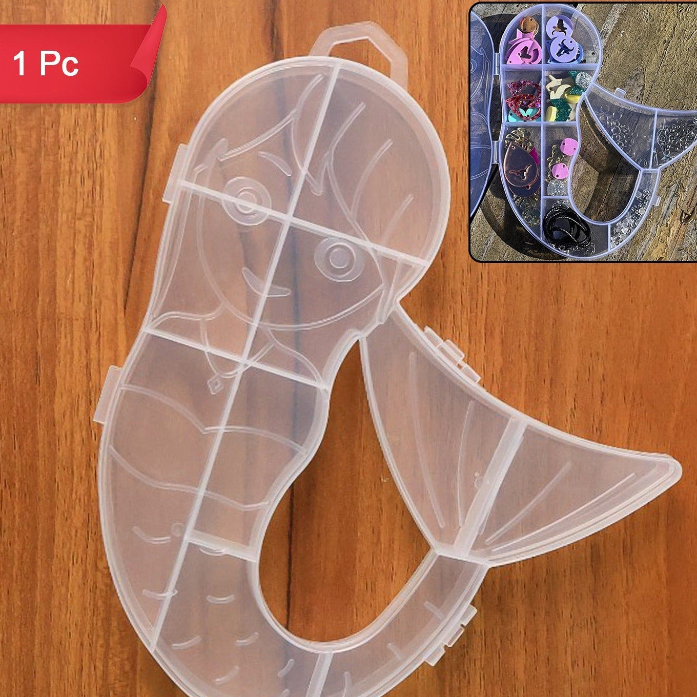 Mermaid Shape Plastic Organizer Box for Small Items - 1 Pc