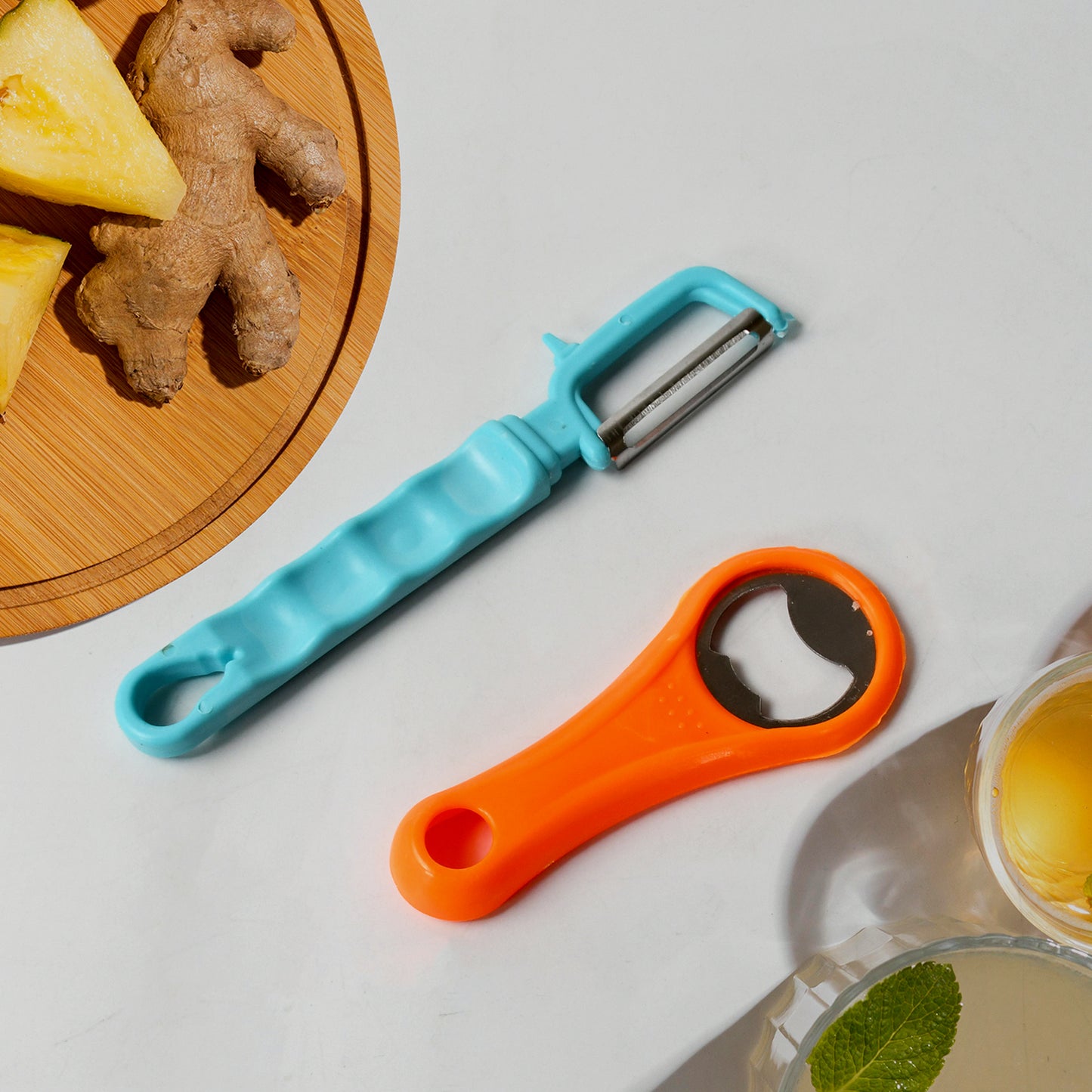 Vegetable Fruit Peelers Slicer  Bottle Opener Kitchen Peeler For Veggie Fruit Potato Carrot Bottle Opener With Plastic Handle Bottle Openers Wine Bottle Opener Cold Drink Bottle Opener (2pc) - Happy Price - Image 6