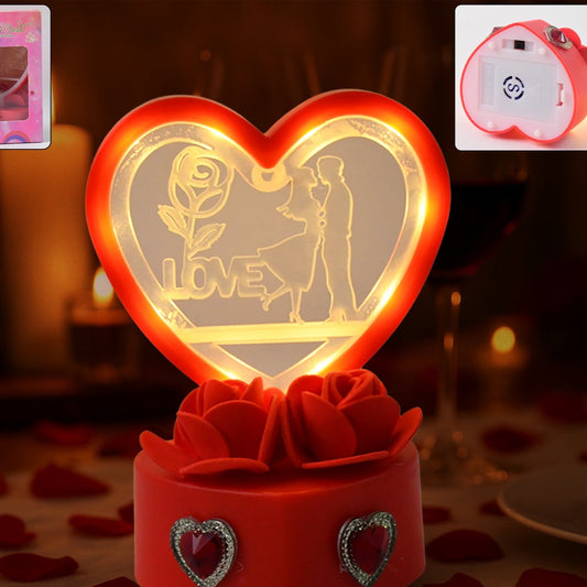 Heart Shape Couple Showpiece with Rose Base - Romantic Decor Gift