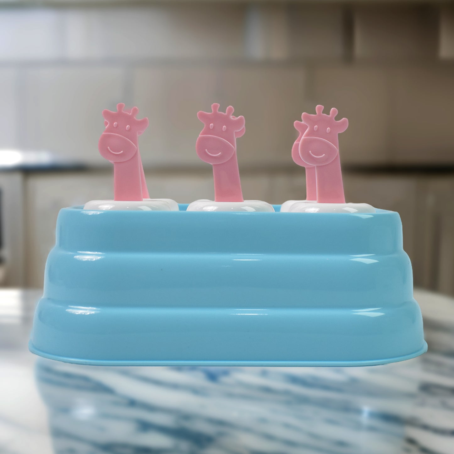 6 Cavity Popsicle Molds Plastic Giraffe Shape Ice Moulds (1 Pc) - Happy Price - Image 3