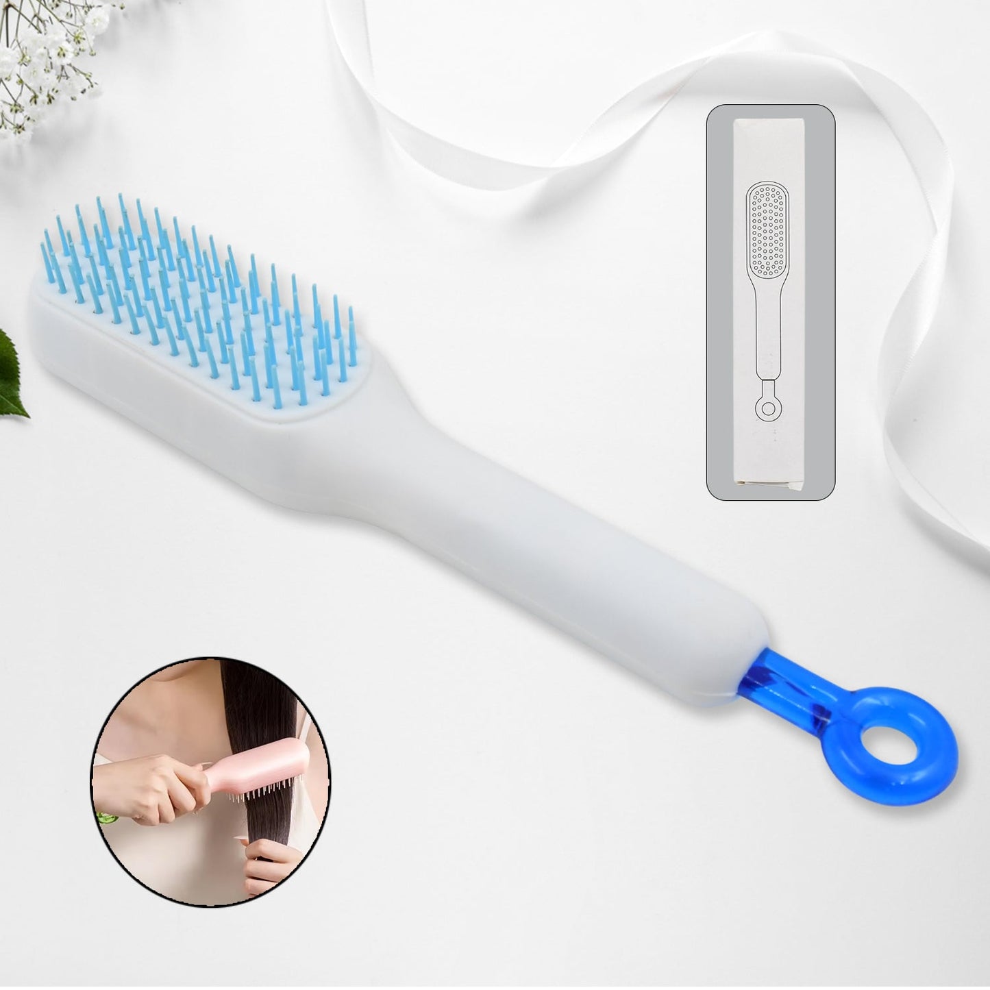 Self-cleaning Hairbrush Massage Comb (1 Pc  With Box) - Happy Price - Image 4