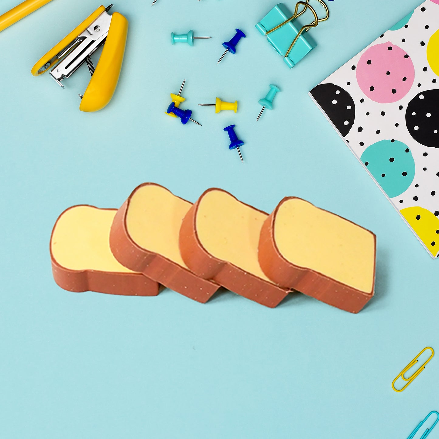 3d Toast Bread Shape Eraser For Kids Cartoons Erasers Toast Bread Erasers Bread Shaped Eraser For Students Gift Cute Fun Food Pencil Erasers For School Classroom Stationery For Boys  Girls (4 Pcs Set) - Happy Price - Image 2