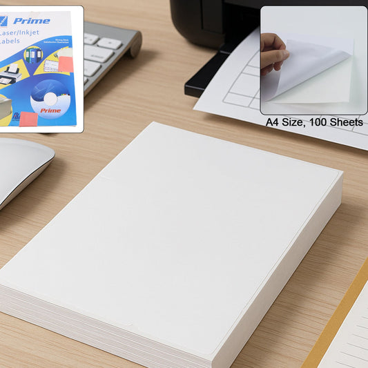A4 Printable Sticker Sheets - 100 Sheets for Inkjet & Laser Printers