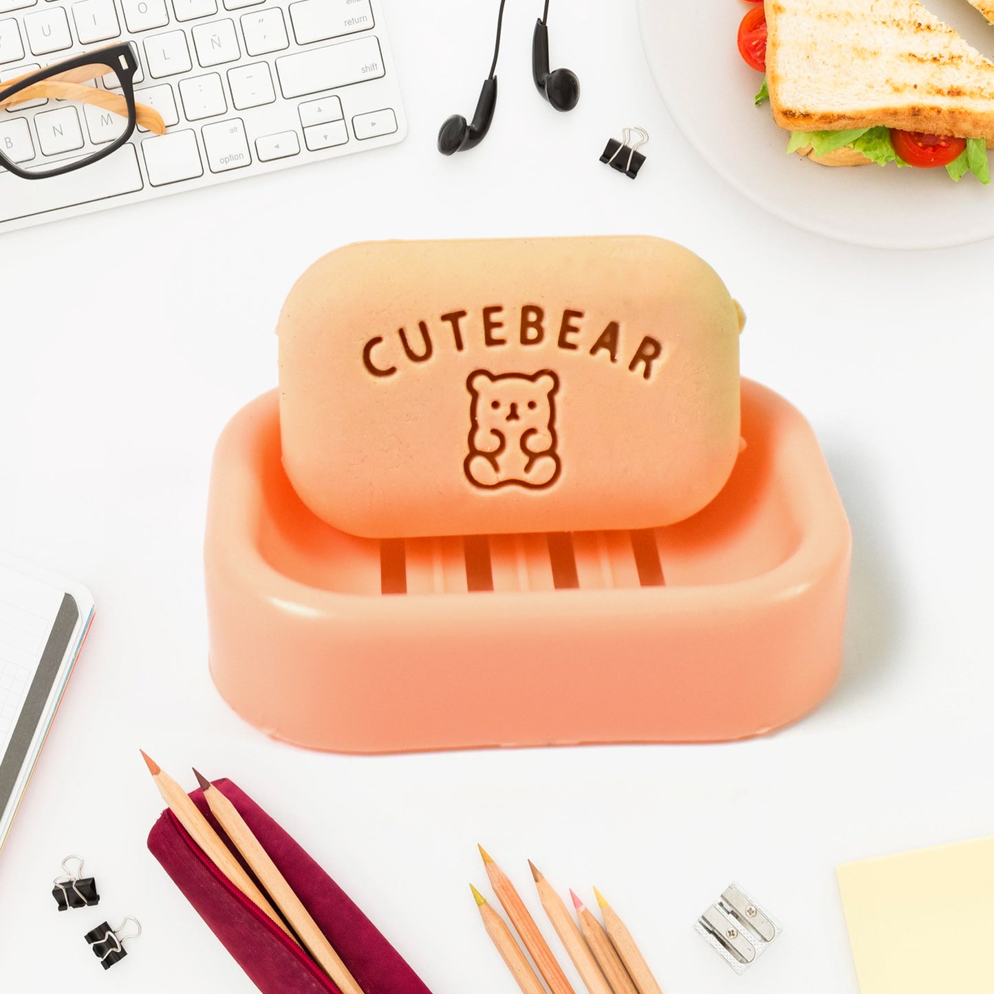 Cute Soap Shaped Erasers With Plastic Case (1 Pc  With Case) - Happy Price - Image 3