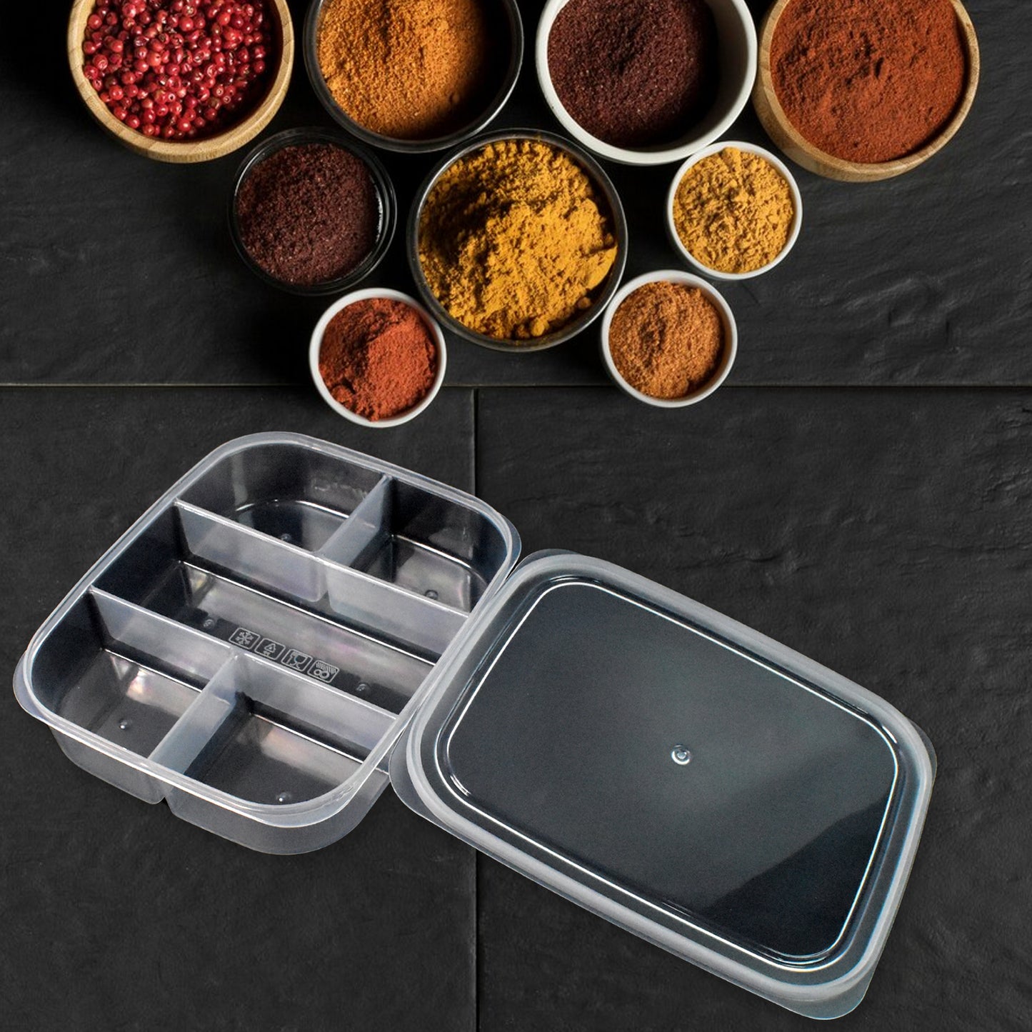 Plastic 5- Compartment Excellent Container Reusable Lunch Box (1 Pc) - Happy Price - Image 5