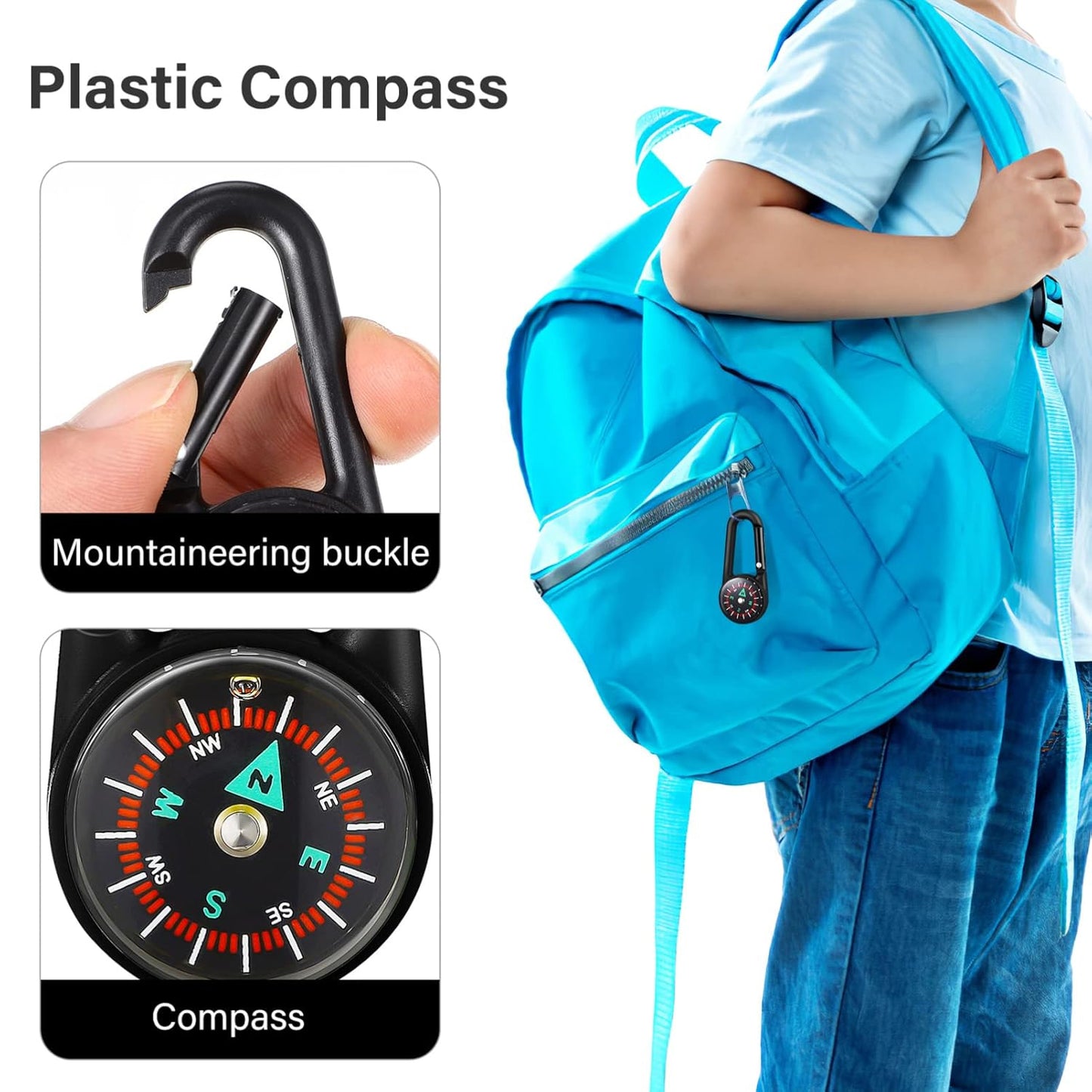 Clip Snap Hook Mini Compass (1 Pc   (1 Pc  Mix Design) - Happy Price - Image 4