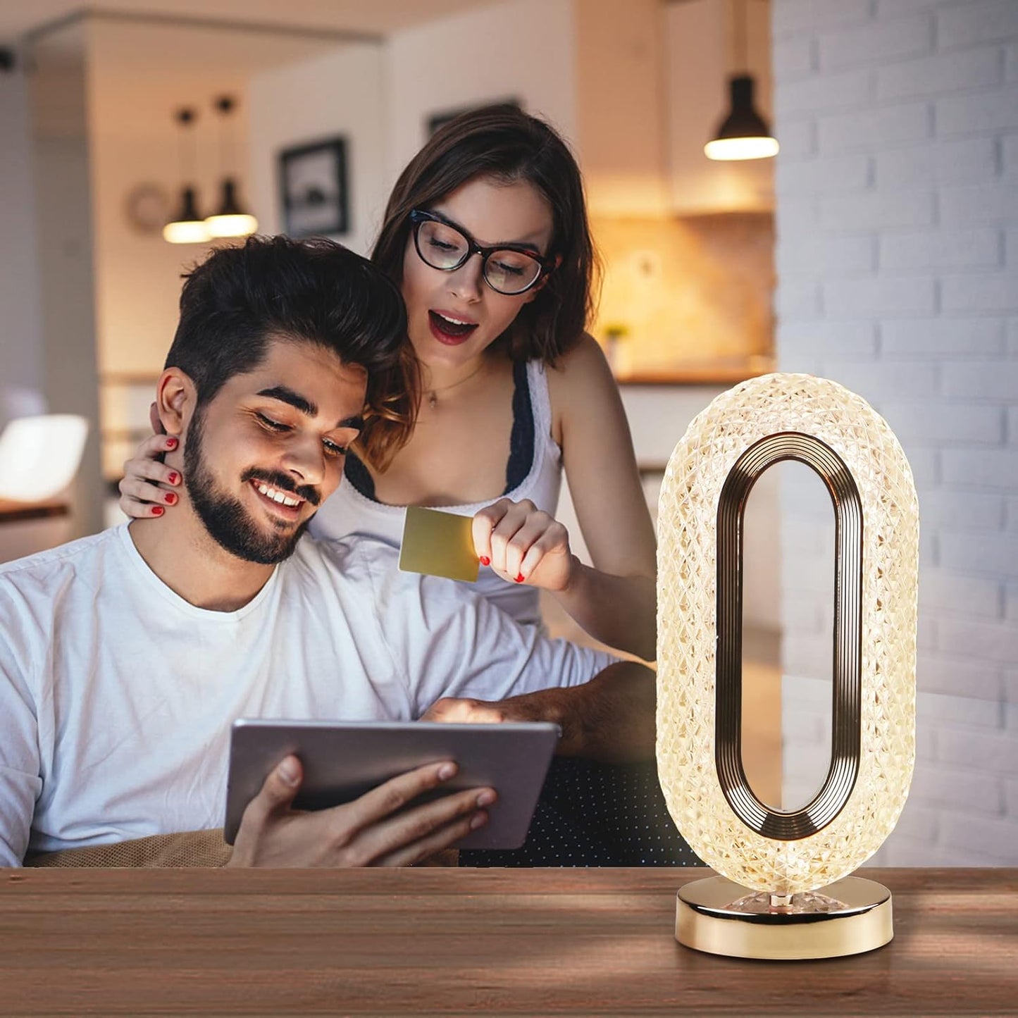 Touch Control Crystal Table Desk Lamp 3-way Dimmable Light Usb Rechargeable Crystal Diamond Table Lamp Exquisite Night Stand Light Lamp Beside Lamp For Bedroom Living Room Decorative Desk Lamp - Happy Price - Image 5
