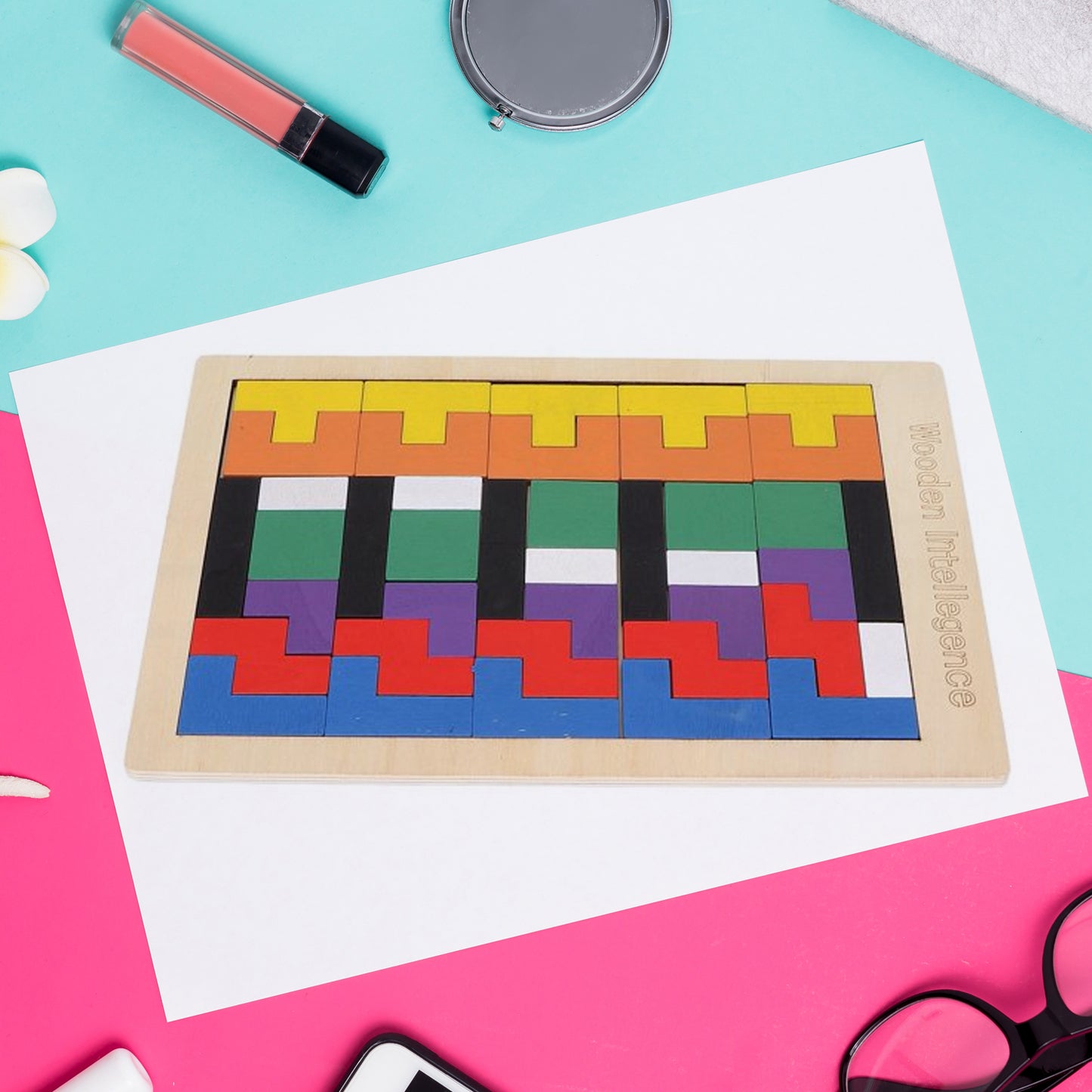 Wooden Blocks Puzzle Childrens Educational Toys Russian Block Block Puzzle For Early Childhood Education And Relaxing Brain Toys Help Prevent - Happy Price - Image 6